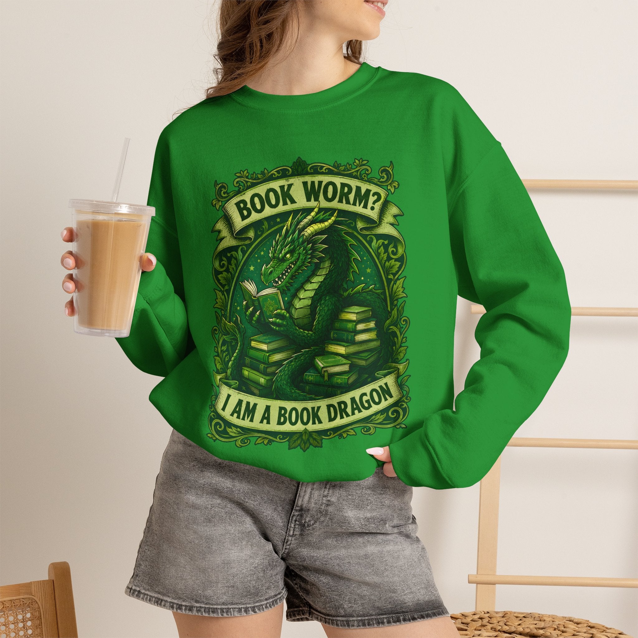 Book Worm? I Am a Book Dragon, Fantasy Reader Sweatshirt
