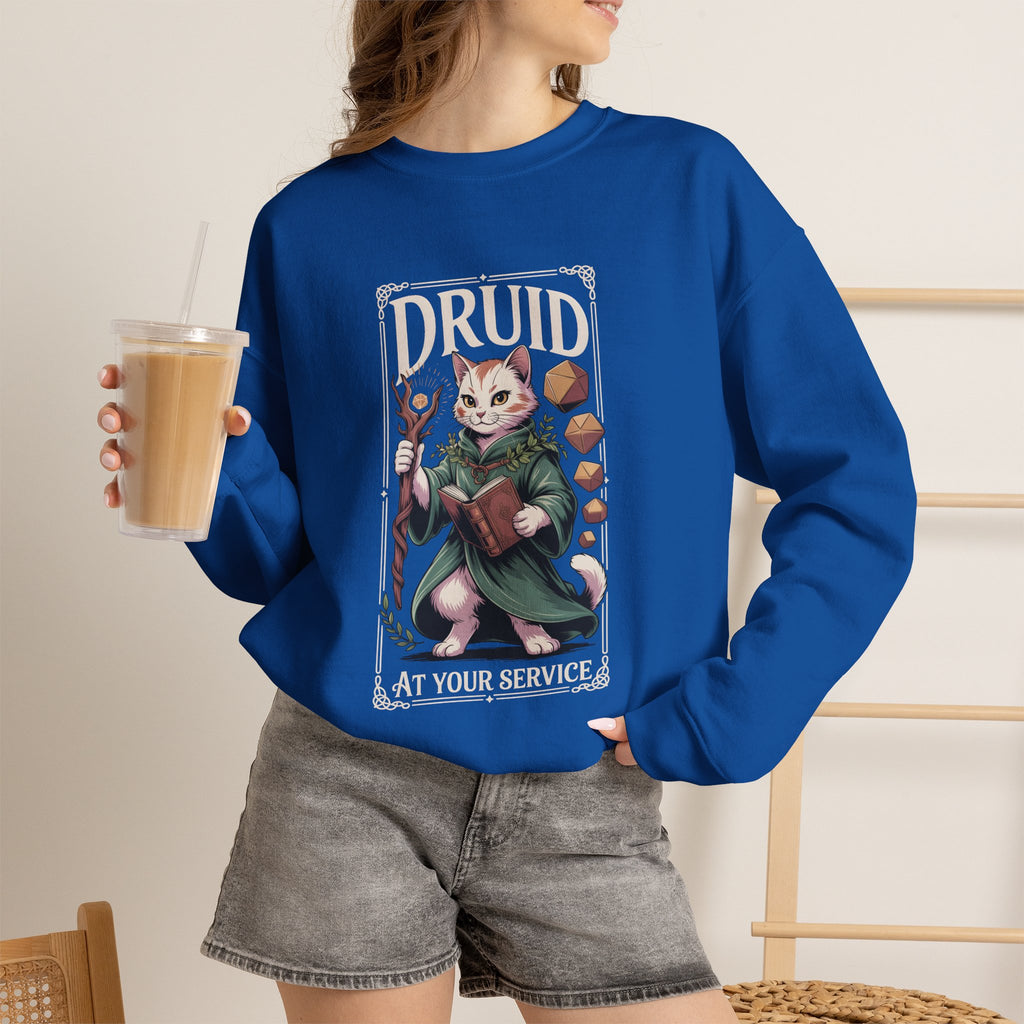 Druid Cat at Your Serivece D&D Sweatshirt | Cat Lover RPG Gift