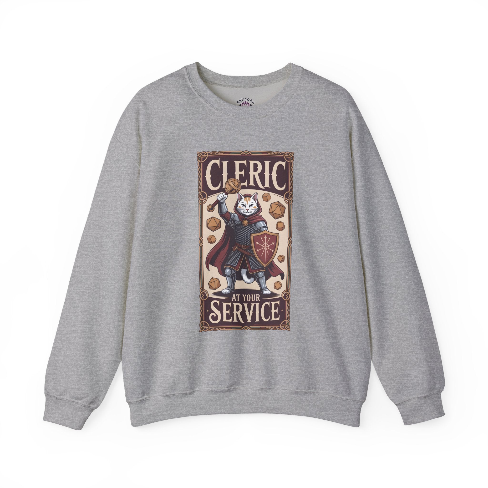 Cleric Cat at Your Service D&D Sweatshirt | Cat Lover RPG Gift