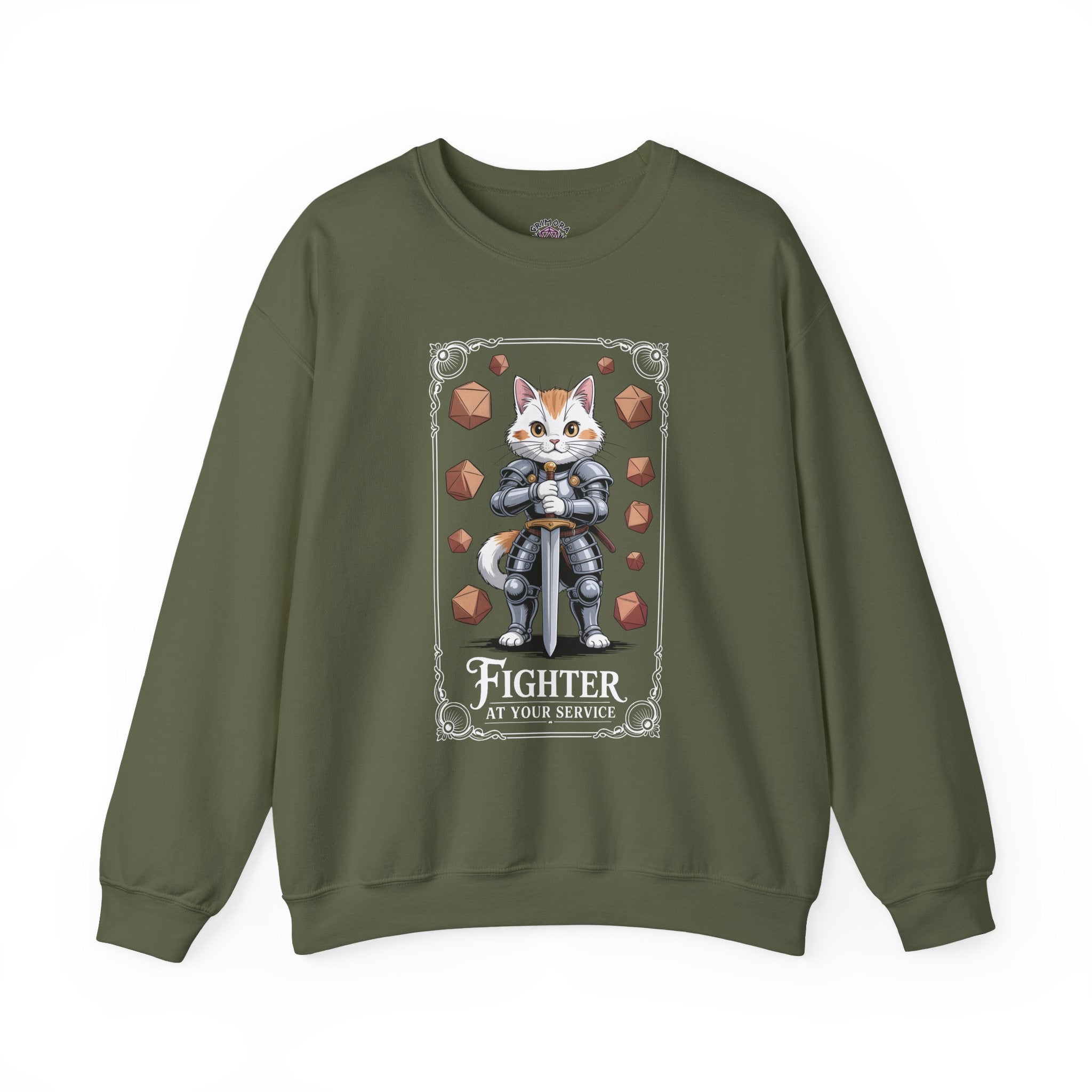 Fighter Cat at Your Service D&D Sweatshirt | Cat Lover RPG Gift