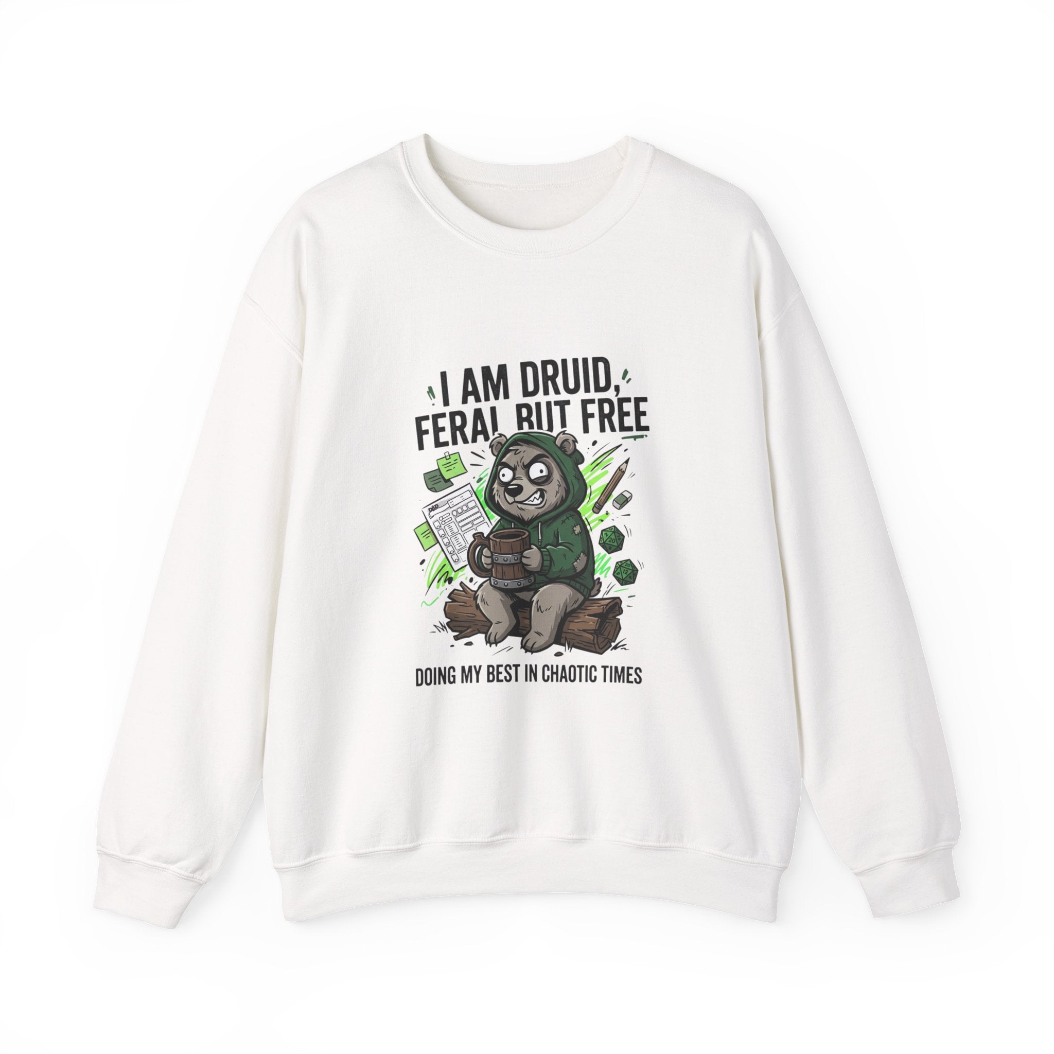 Feral But Free Crewneck Sweatshirt | chaotic-quirky, unhinged millennial burnout