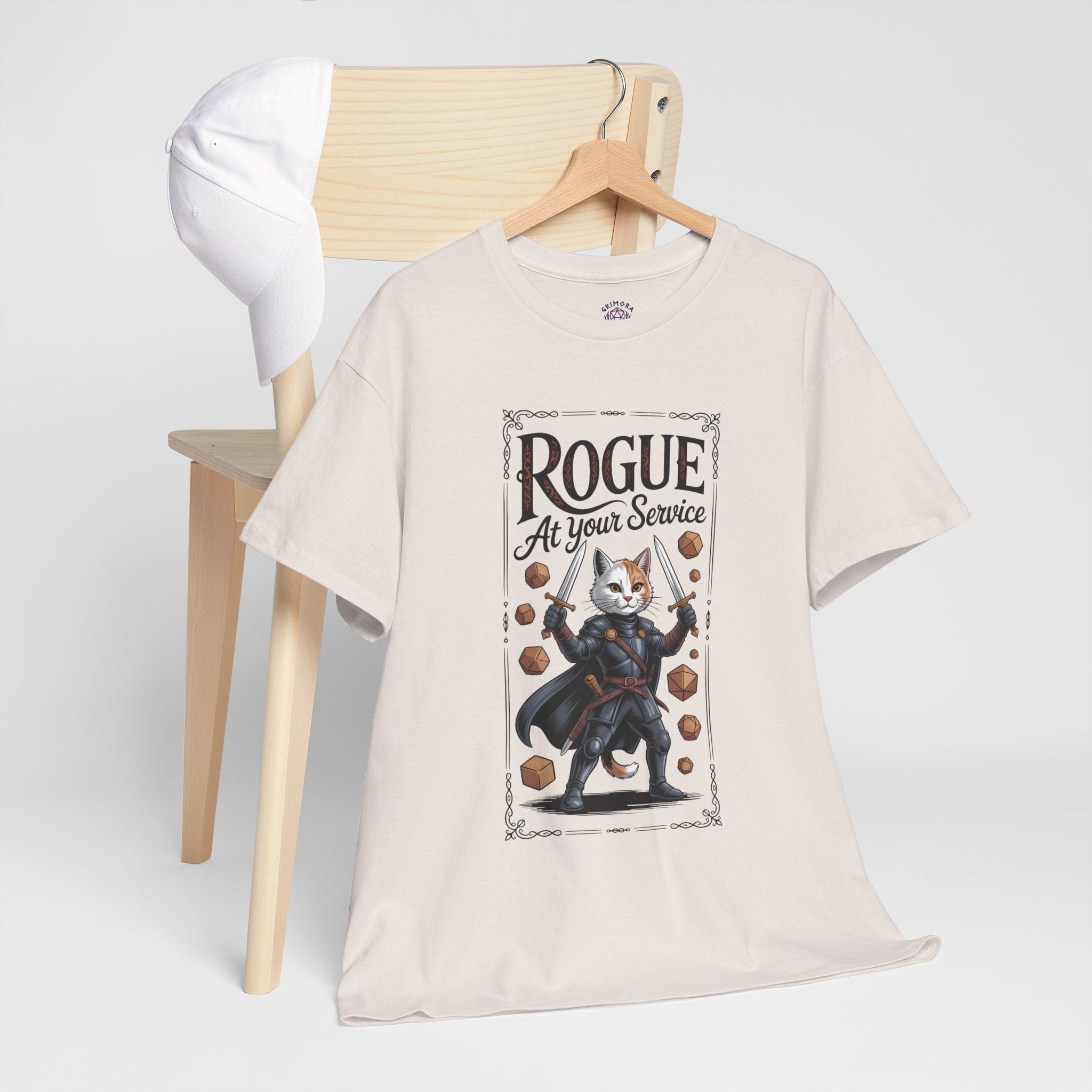 Rogue Cat at Your Serivece D&D T-shirt | Cat Lover RPG Gift