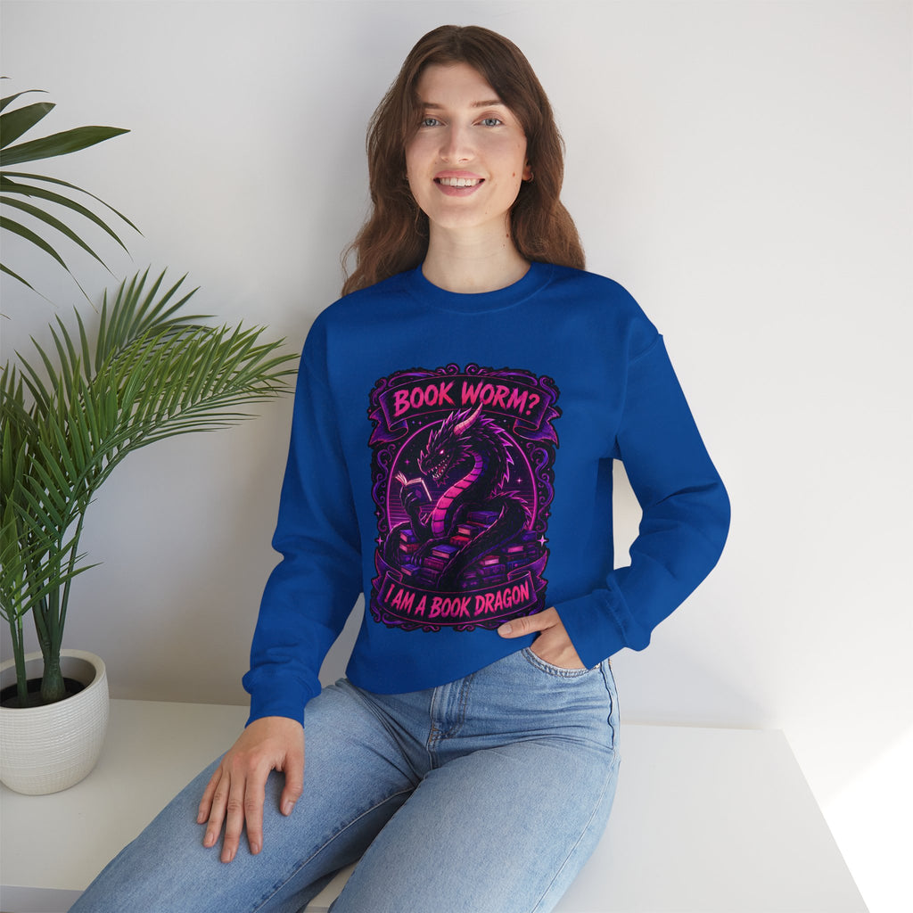Book Worm? I Am a Book Dragon, Fantasy Reader Sweatshirt