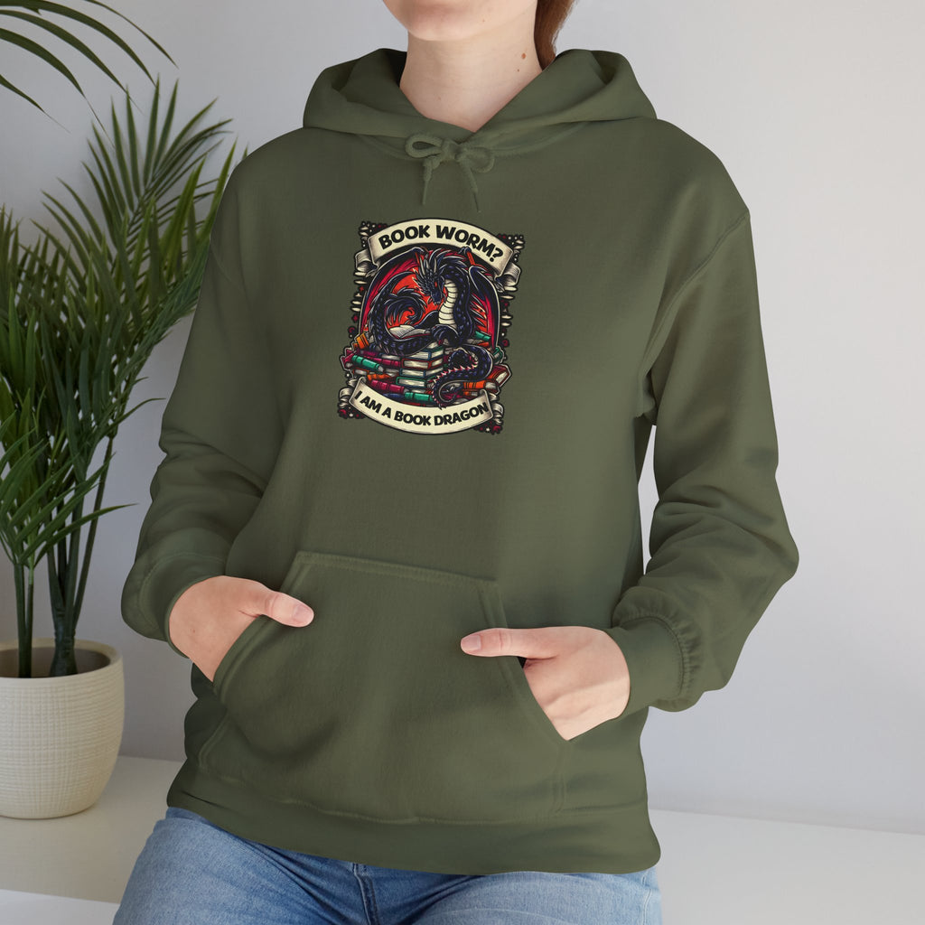 Book Worm? I Am a Book Dragon, Fantasy Reader Hoodie