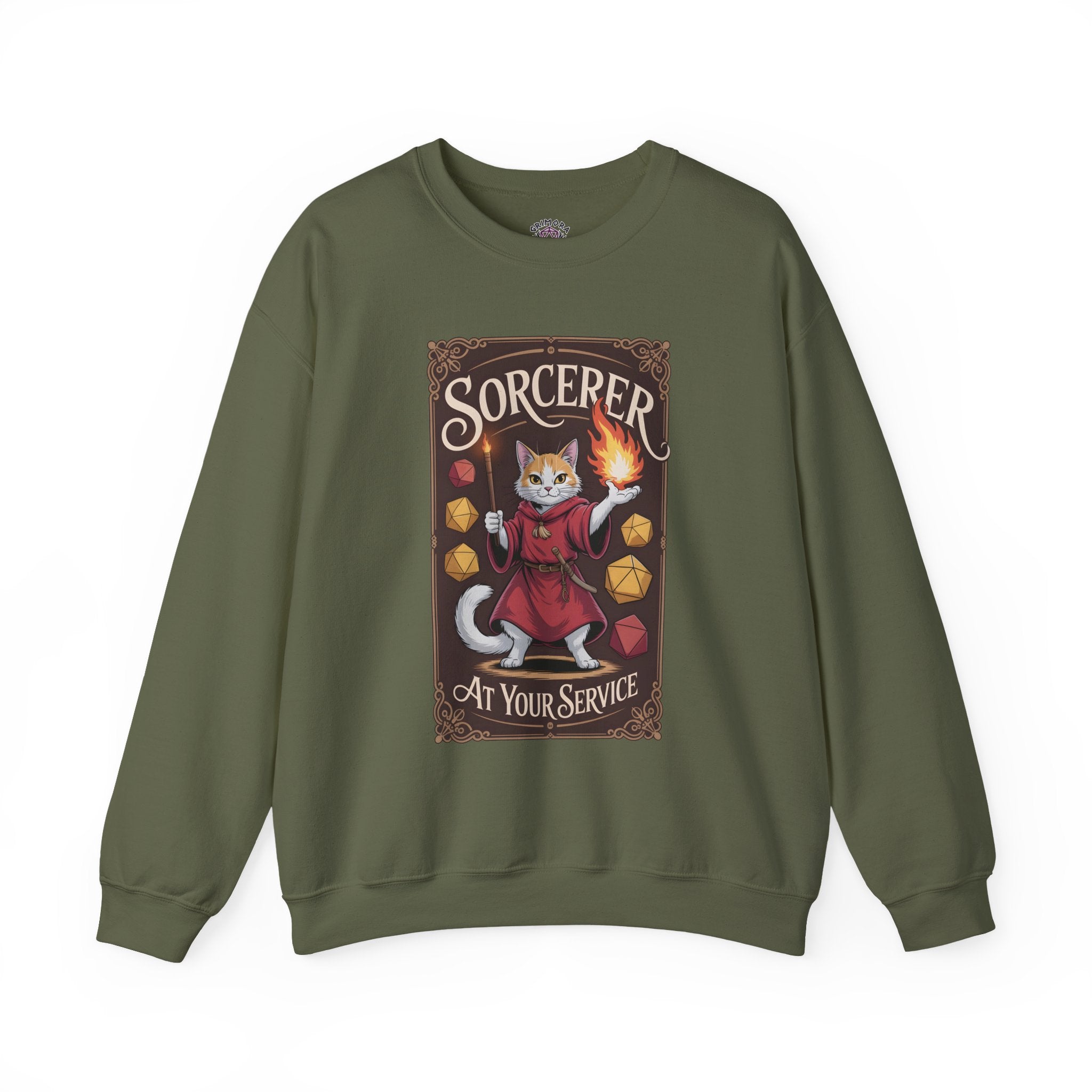 Sorcerer Cat at Your Service D&D Sweatshirt | Cat Lover RPG Gift