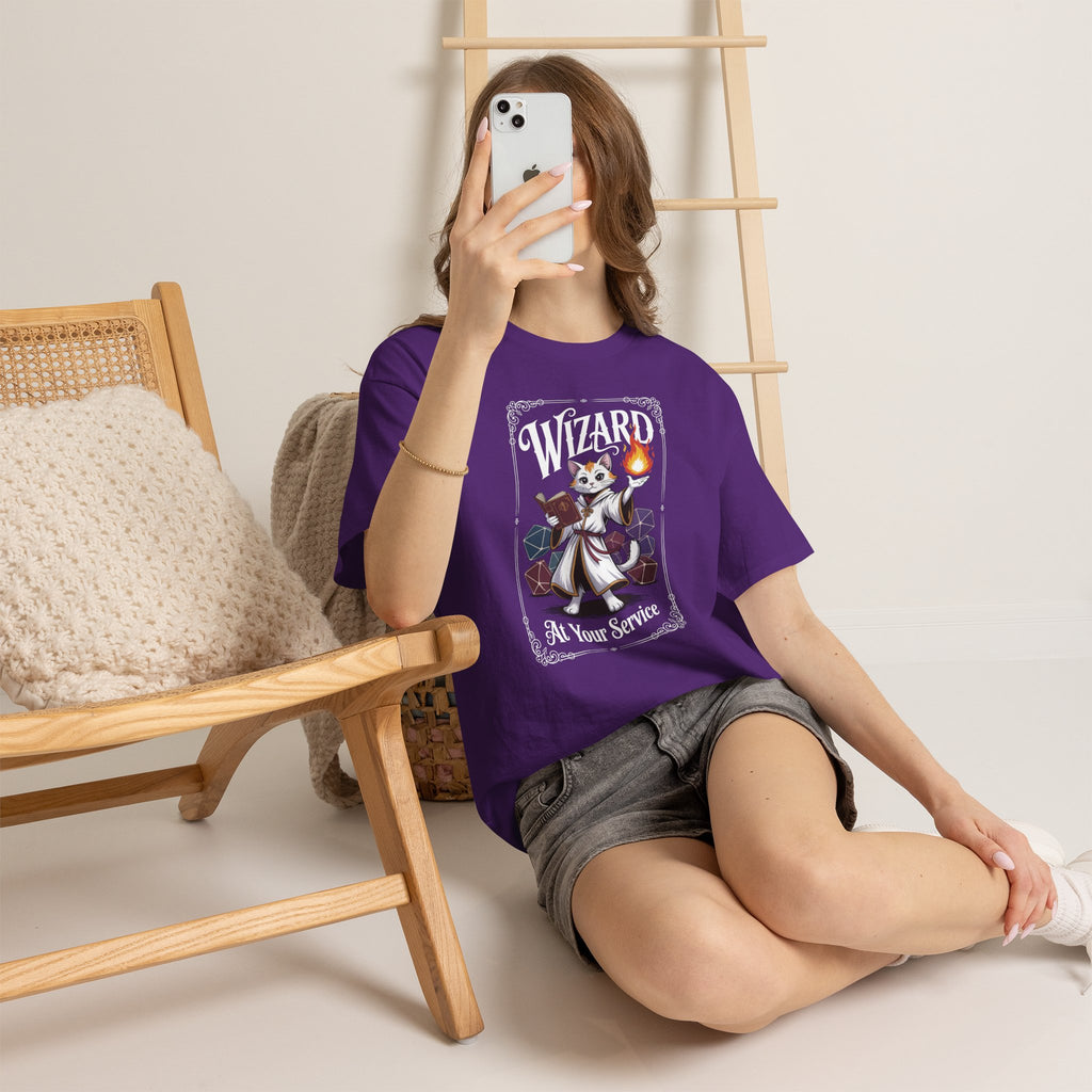 Wizard Cat at Your Serivece D&D T-shirt | Cat Lover RPG Gift