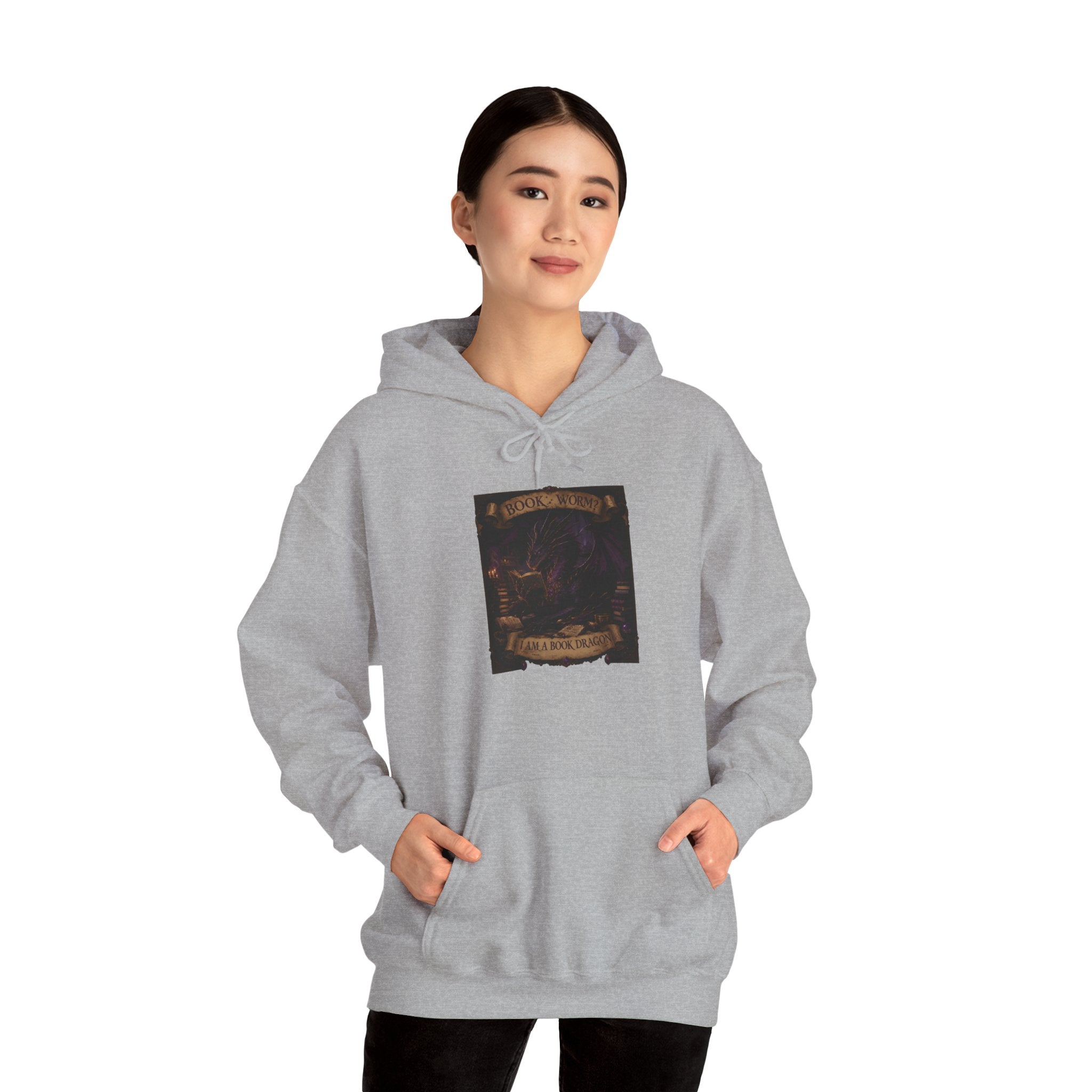 Book Worm? I Am a Book Dragon, Fantasy Reader Hoodie