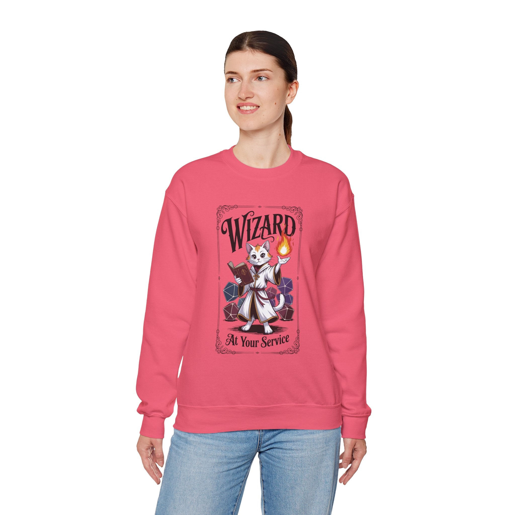 Wizard Cat at Your Serivece D&D Sweatshirt | Cat Lover RPG Gift
