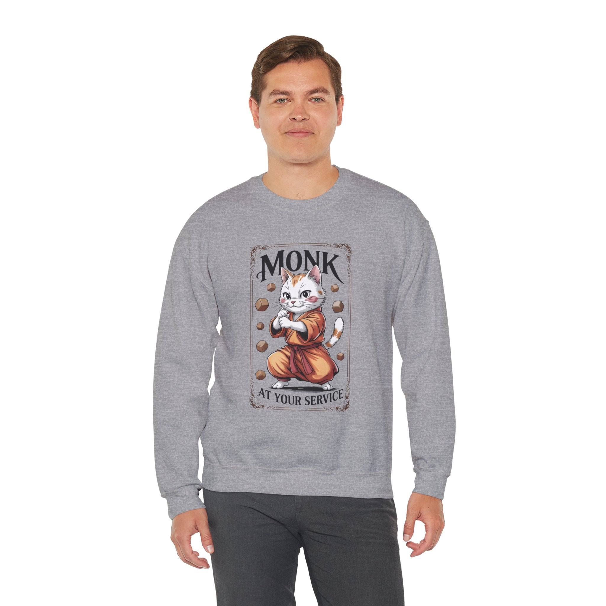 Monk Cat at Your Service D&D Sweatshirt | Cat Lover RPG Gift