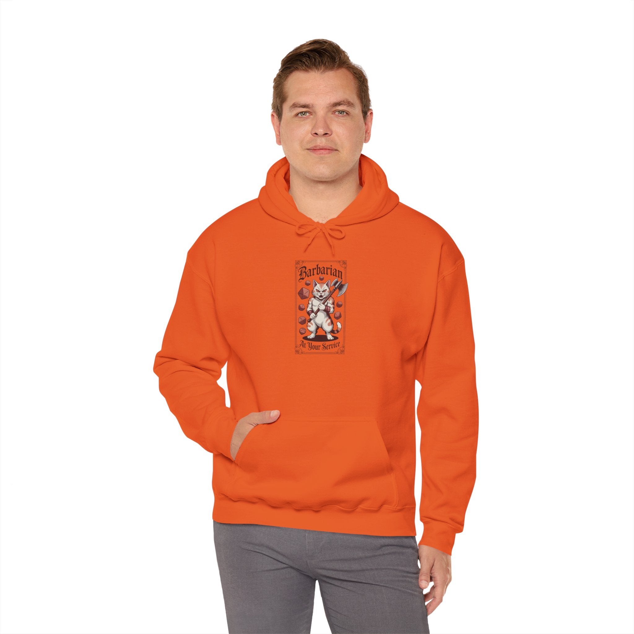 Barbarian Cat at Your Serivece D&D Hoodie | Cat Lover RPG Gift
