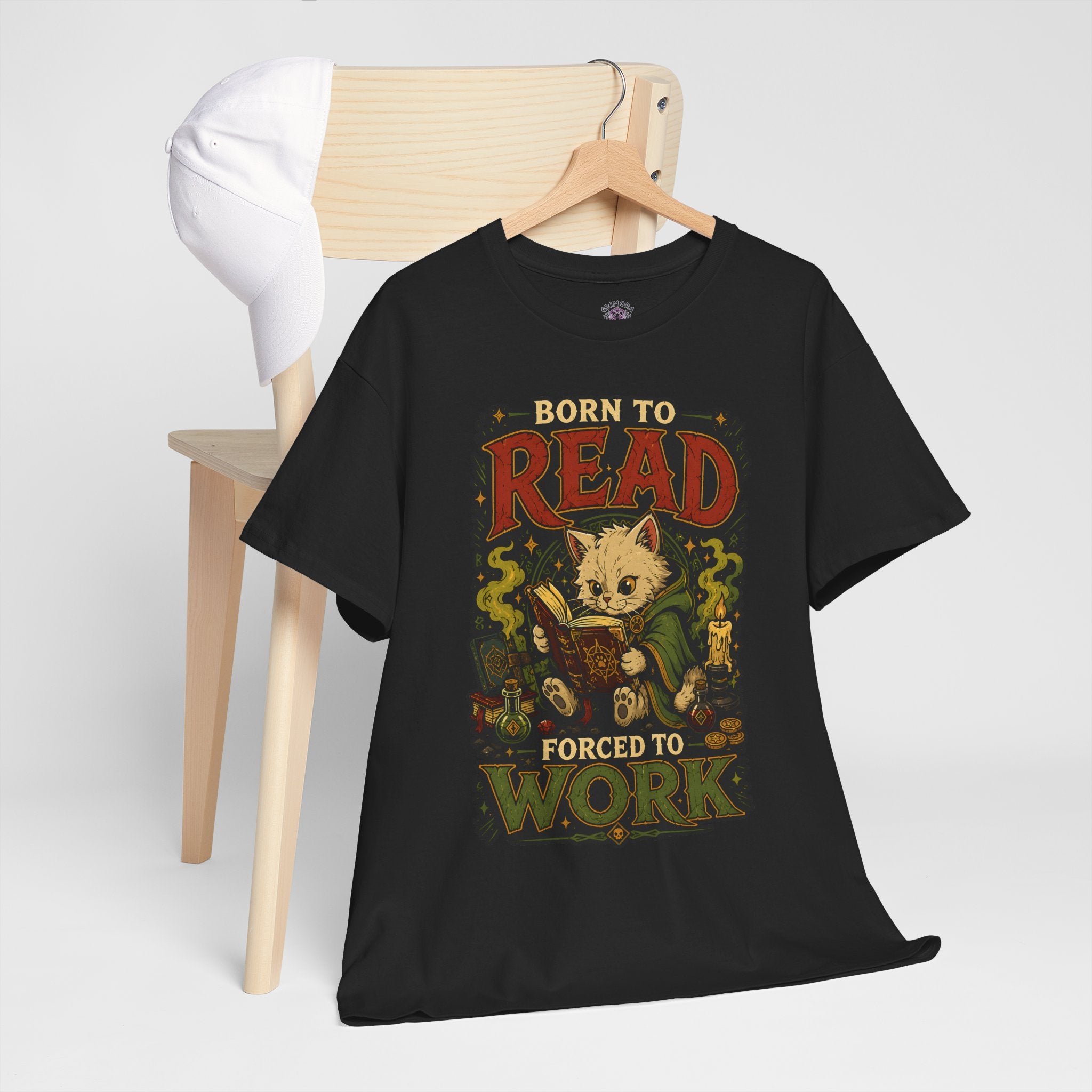 Born to Read, Forced to Work | Kitten, Book lover  T-shirt