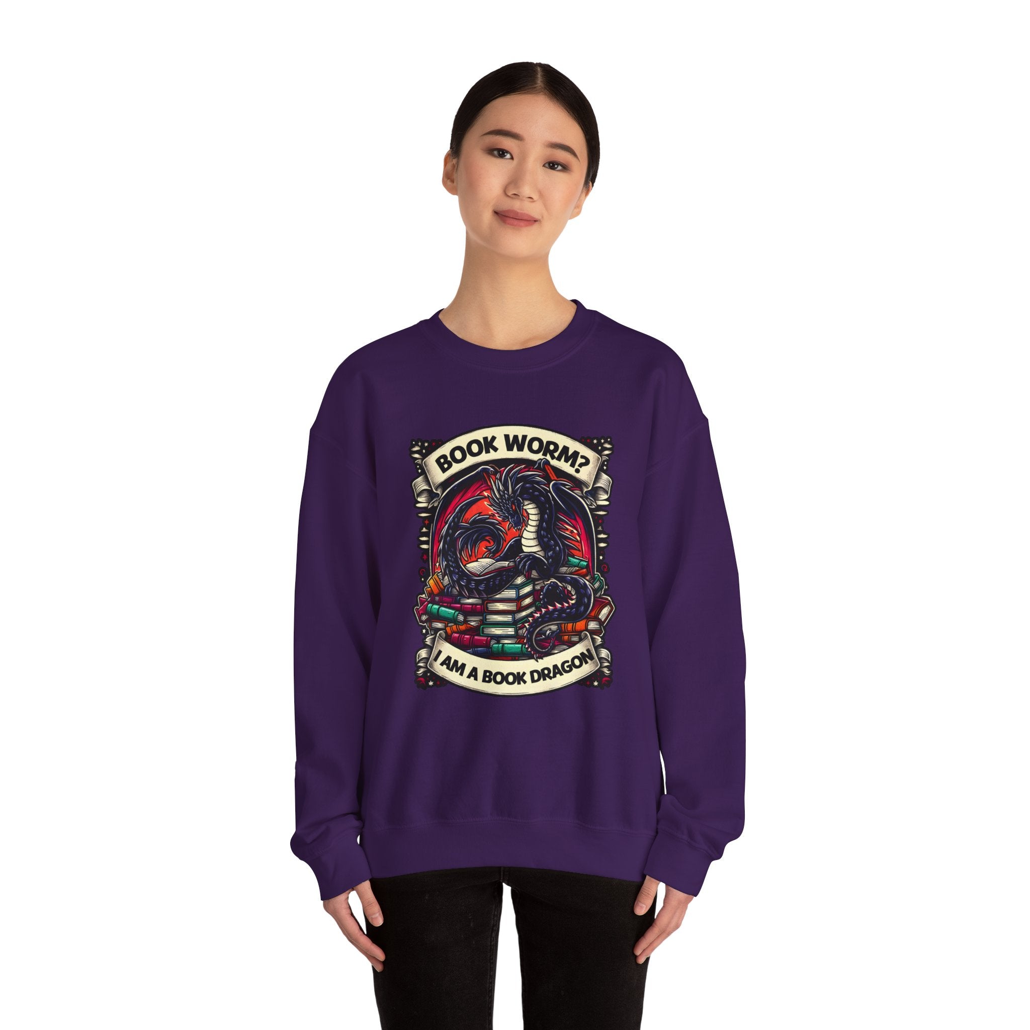 Book Worm? I Am a Book Dragon, Fantasy Reader Sweatshirt