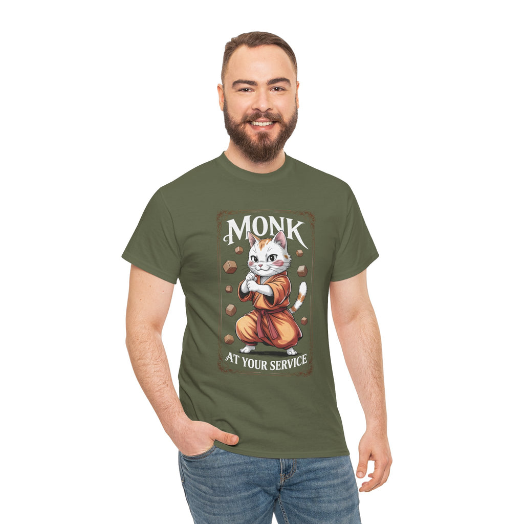 Monk Cat at Your Service D&D T-shirt | Cat Lover RPG Gift