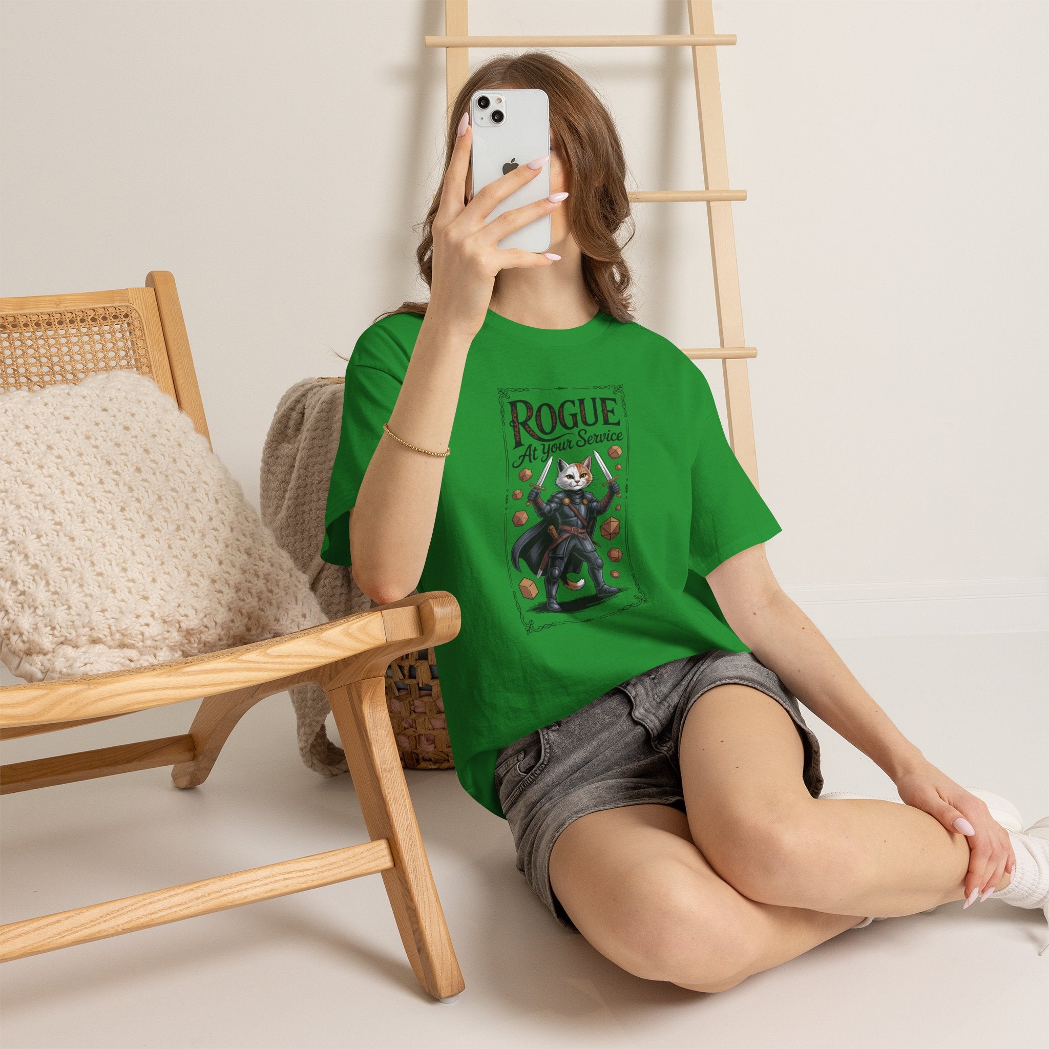 Rogue Cat at Your Serivece D&D T-shirt | Cat Lover RPG Gift