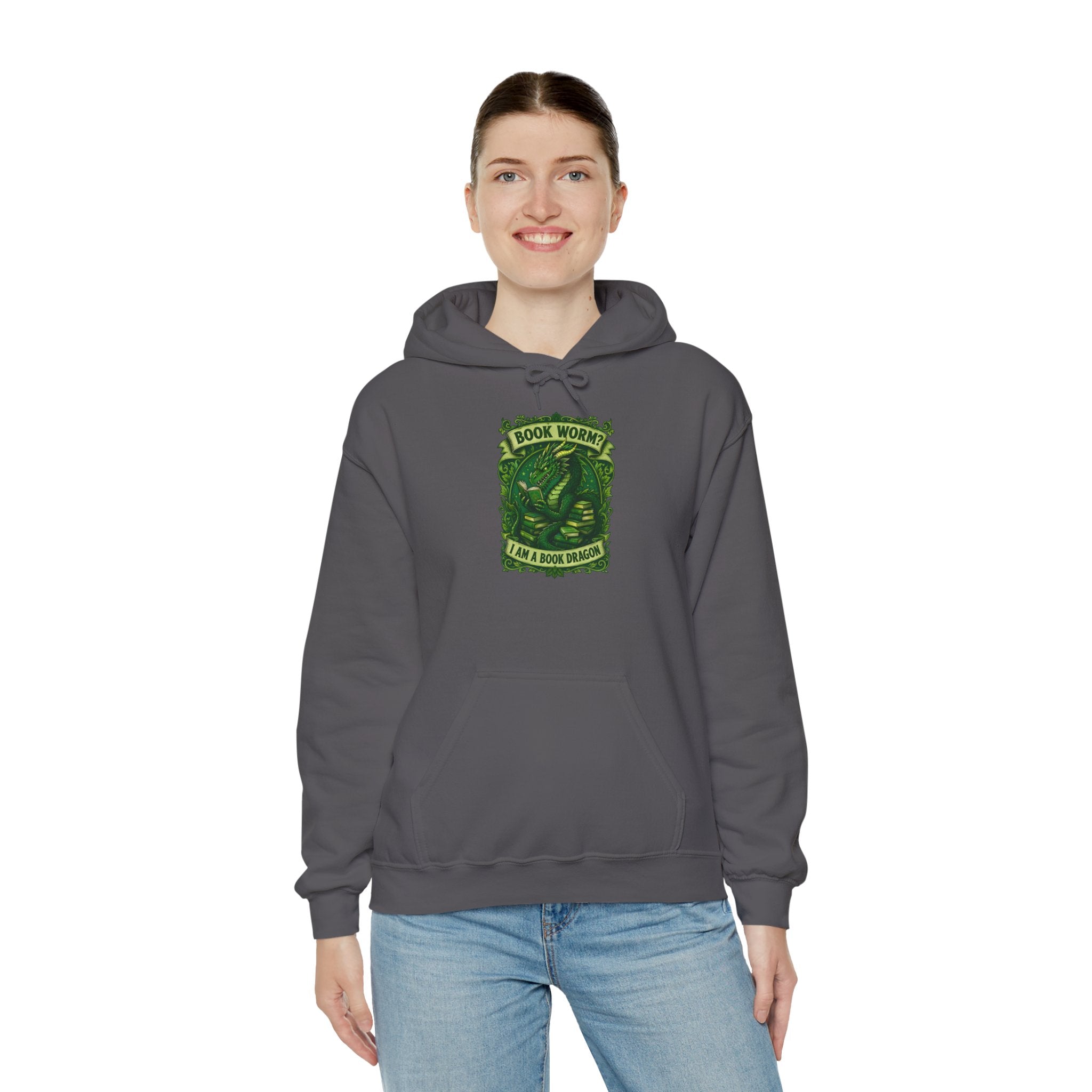 Book Worm? I Am a Book Dragon, Fantasy Reader Hoodie