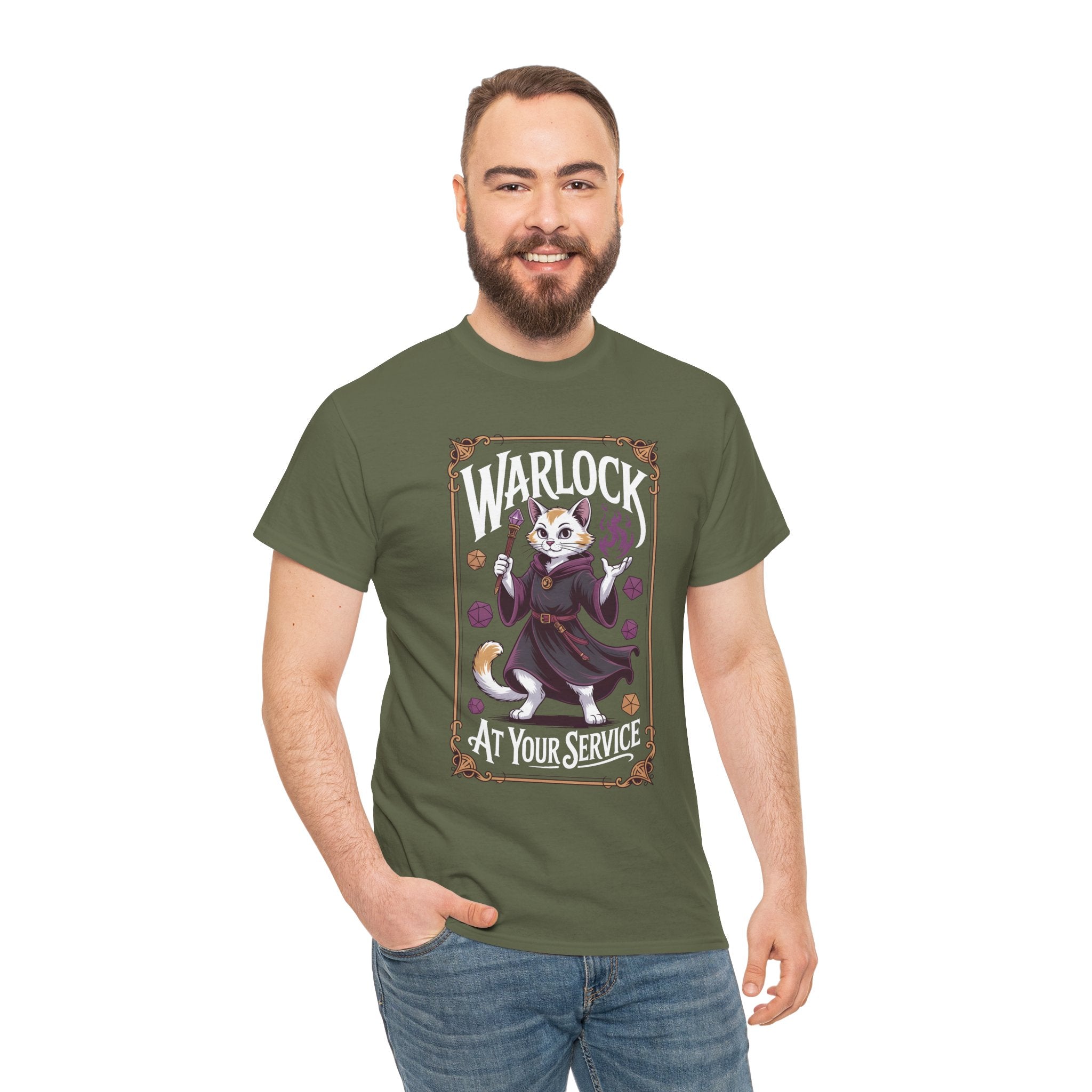 Warlock Cat at Your Serivece D&D T-shirt | Cat Lover RPG Gift