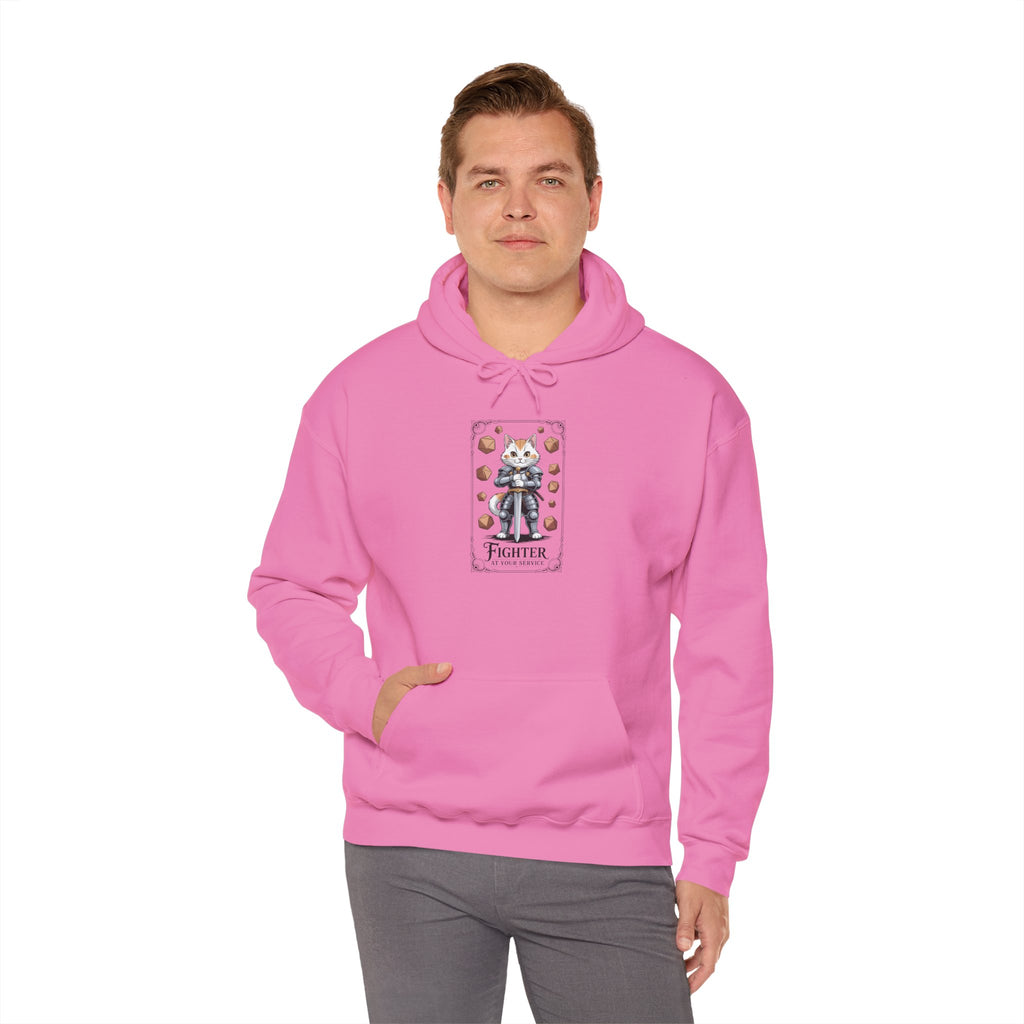 Fighter Cat at Your Service D&D Hoodie | Cat Lover RPG Gift