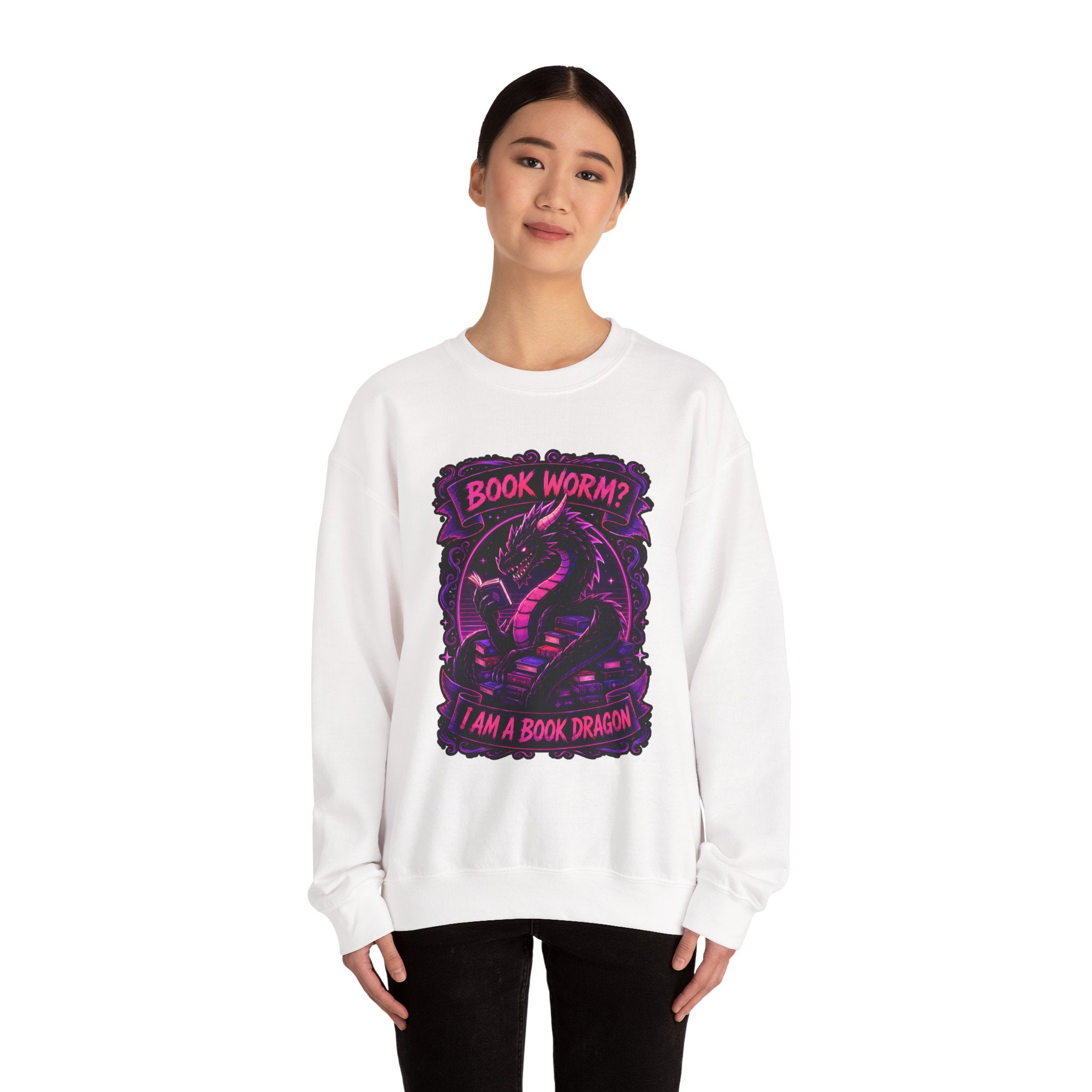 Book Worm? I Am a Book Dragon, Fantasy Reader Sweatshirt