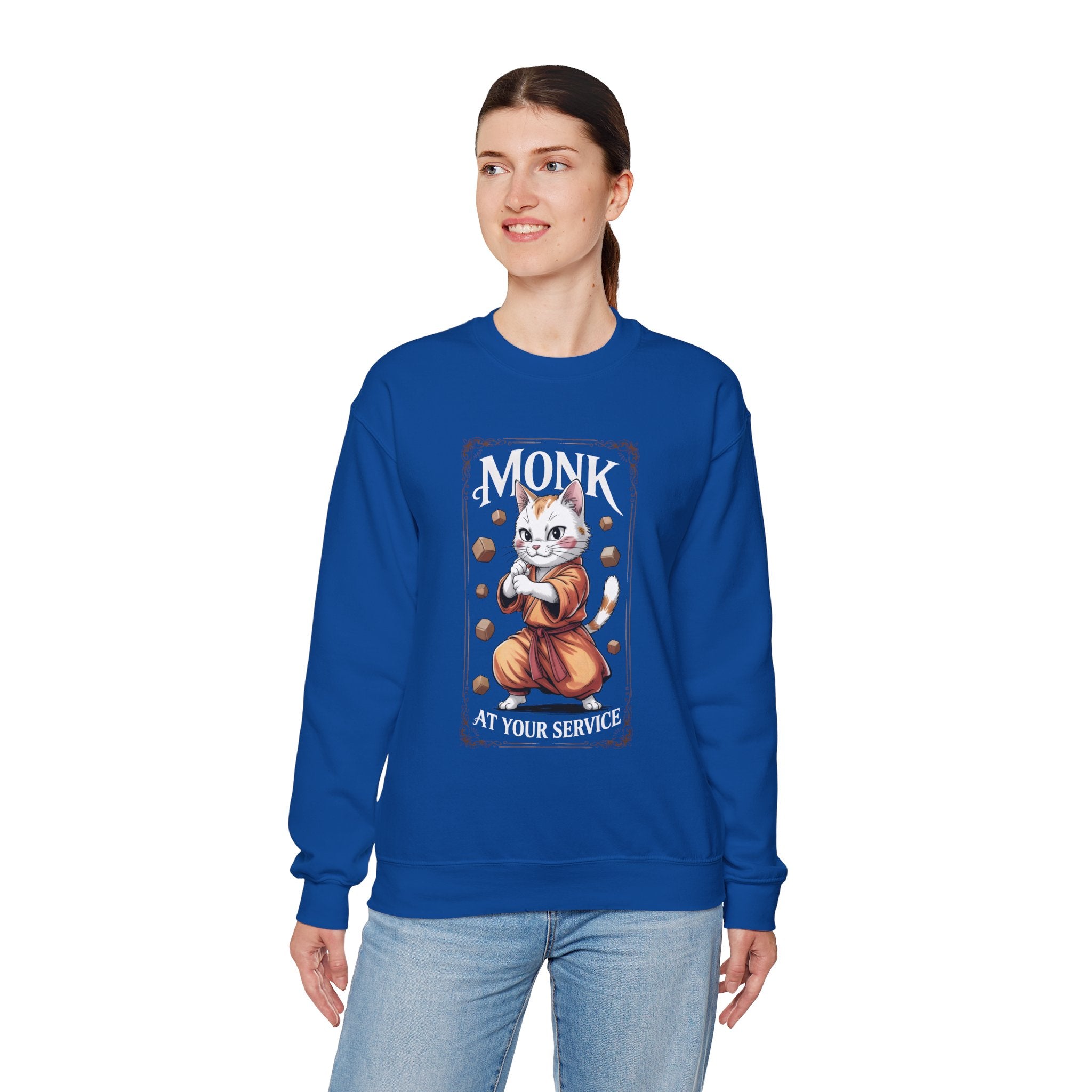 Monk Cat at Your Service D&D Sweatshirt | Cat Lover RPG Gift