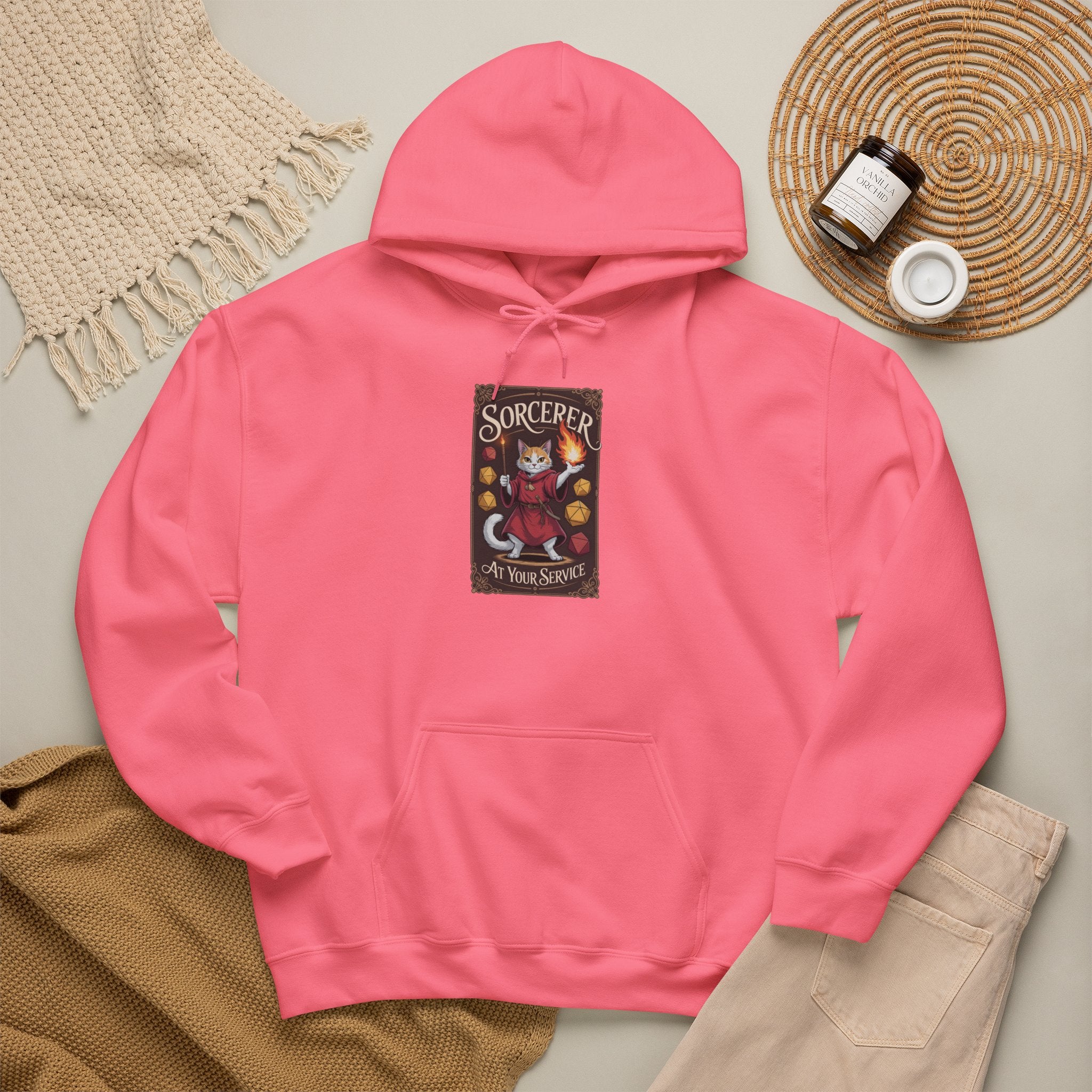Sorcerer Cat at Your Service D&D Hoodie | Cat Lover RPG Gift