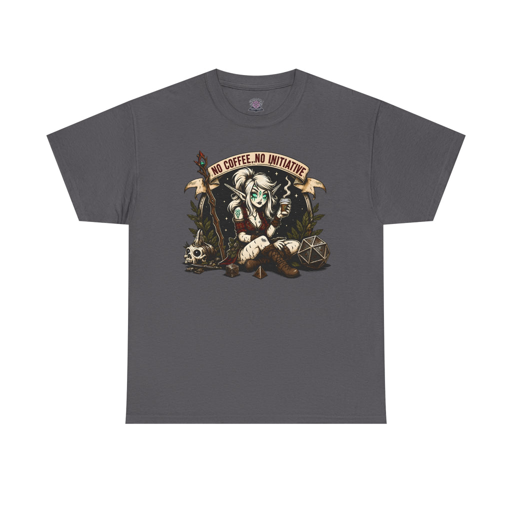No Coffee, No Initiative | Fantasy RPG T-shirt