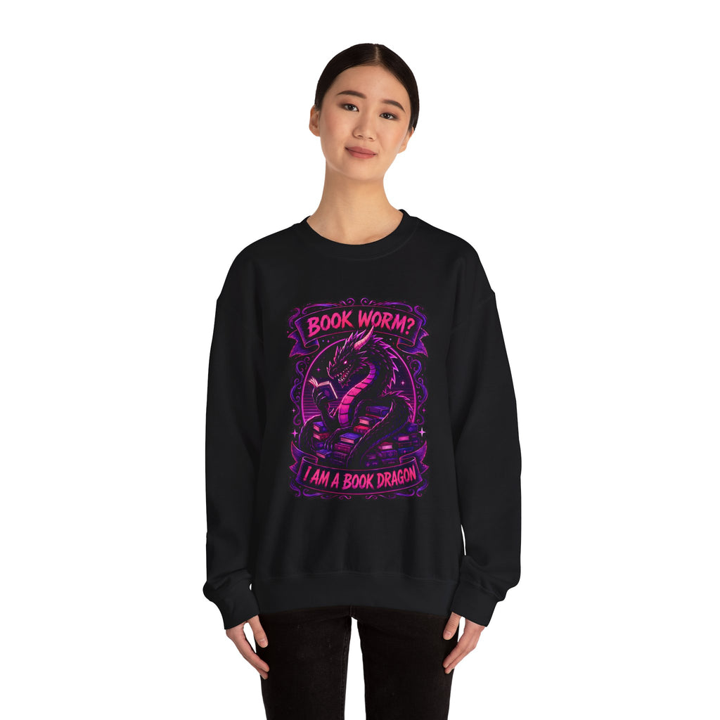Book Worm? I Am a Book Dragon, Fantasy Reader Sweatshirt