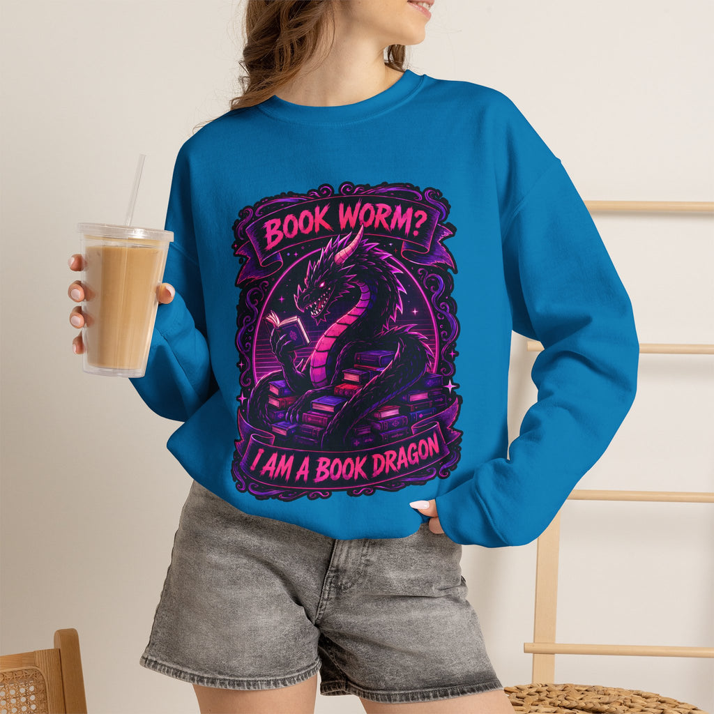 Book Worm? I Am a Book Dragon, Fantasy Reader Sweatshirt