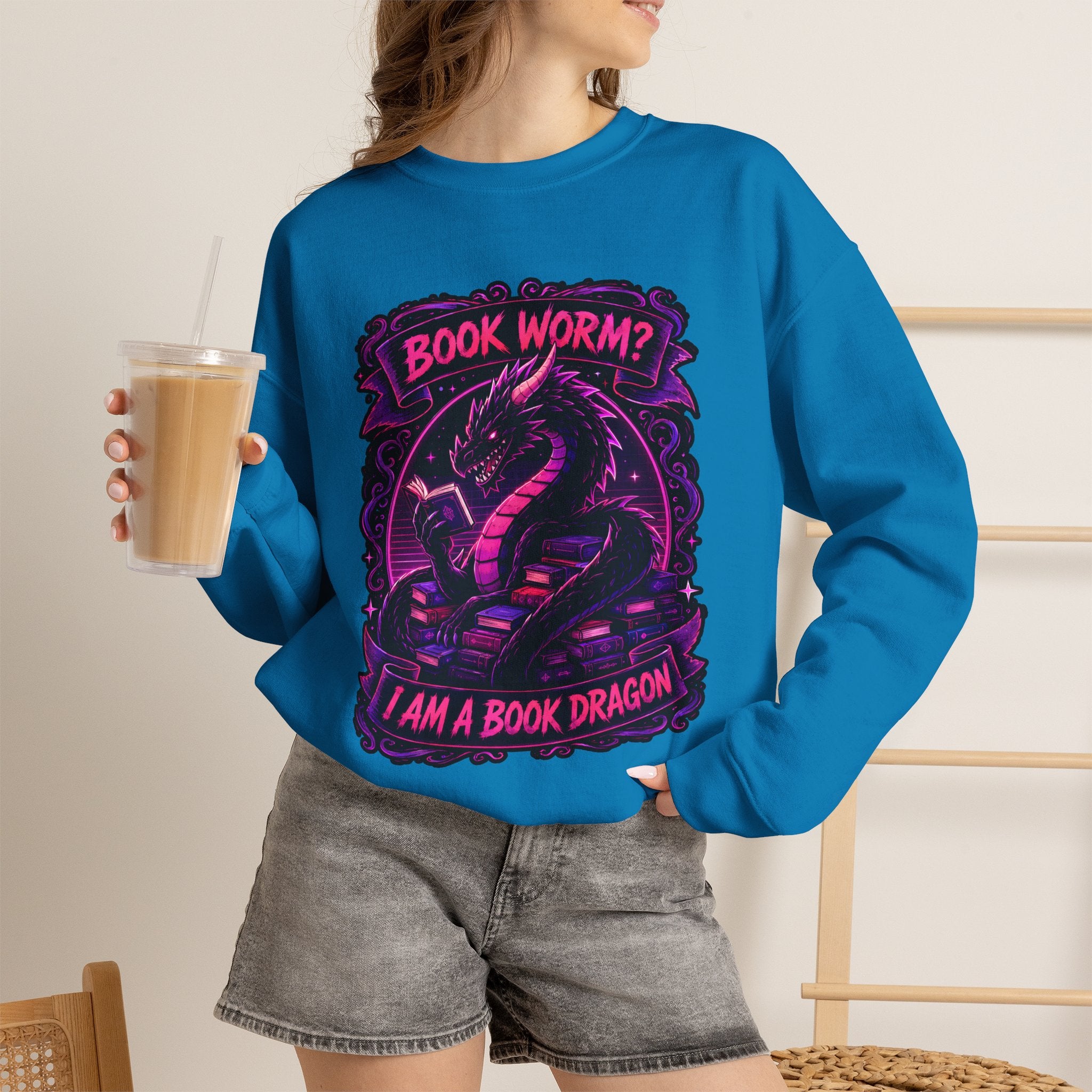 Book Worm? I Am a Book Dragon, Fantasy Reader Sweatshirt