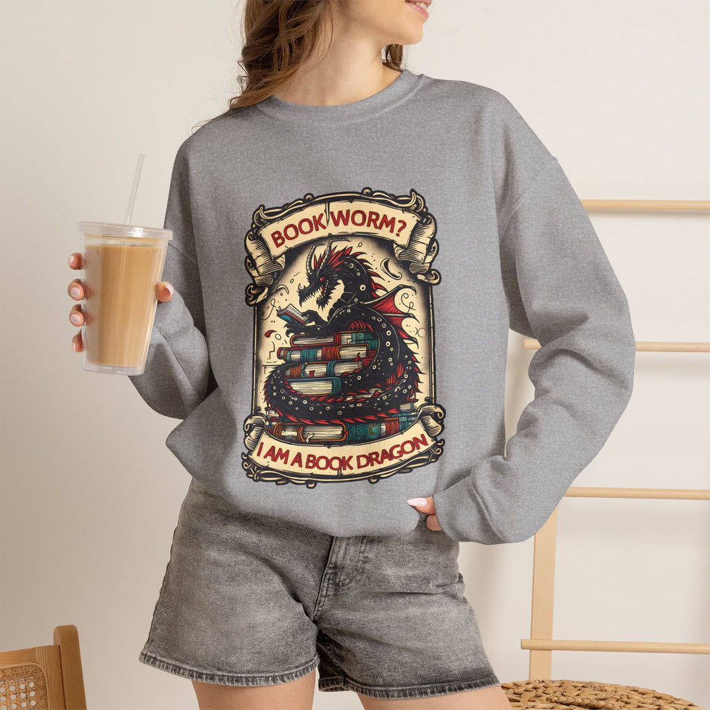 Book Worm? I Am a Book Dragon, Fantasy Reader Sweatshirt
