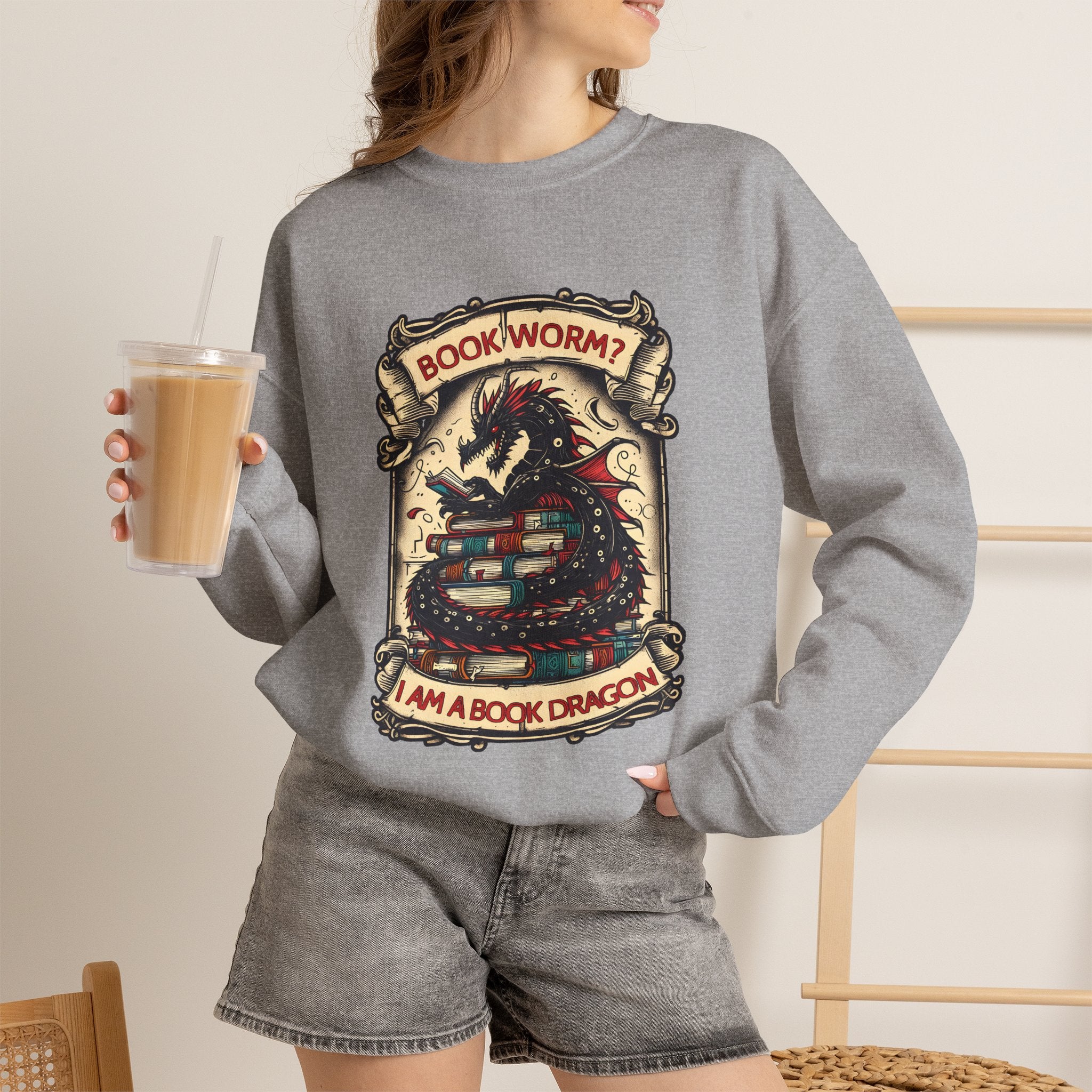 Book Worm? I Am a Book Dragon, Fantasy Reader Sweatshirt