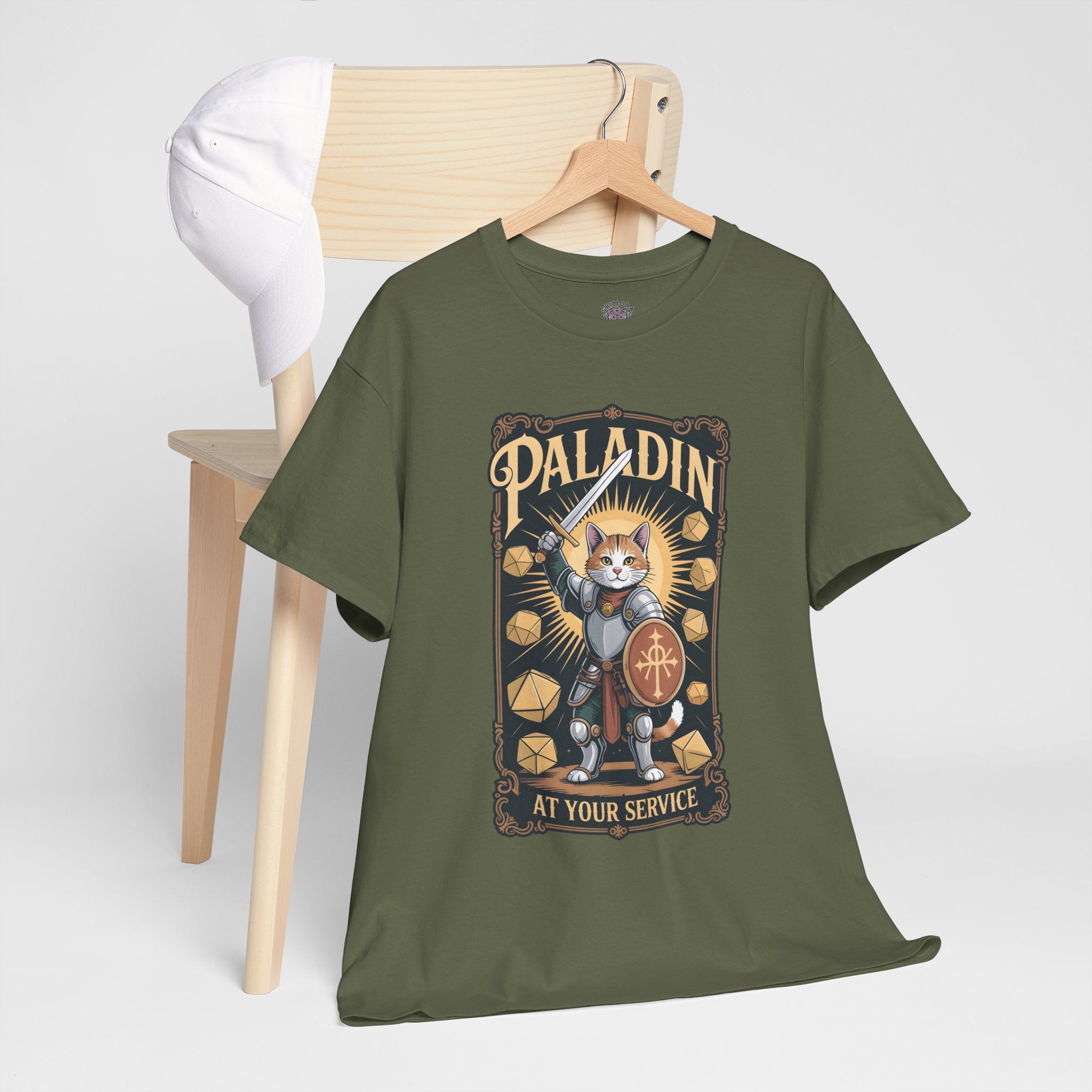 Paladin Cat at Your Service D&D T-shirt | Cat Lover RPG Gift