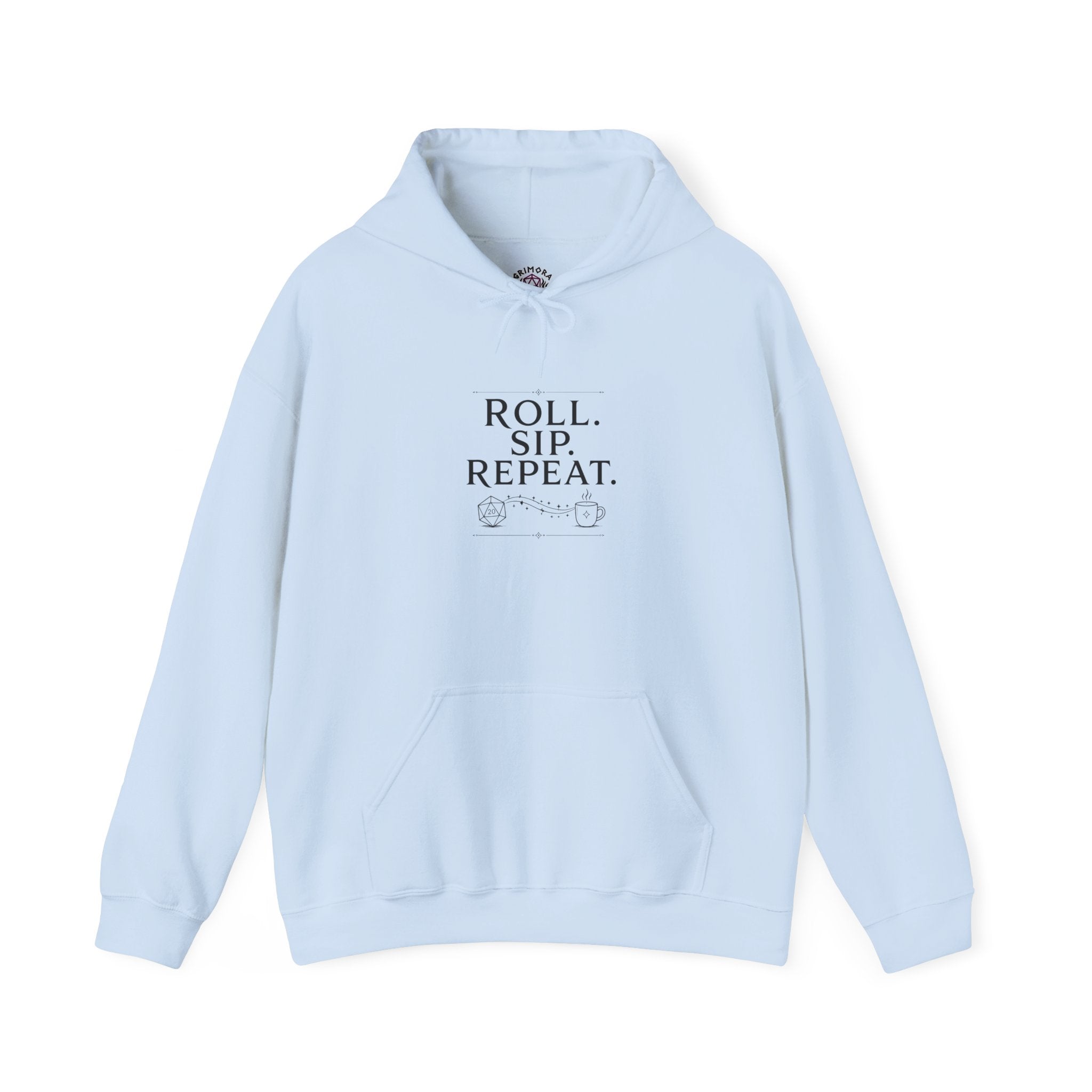 Roll. Sip. Repeat. | Tabletop RPG Coffee Hoodie | Dice & Coffee Lover Hoodie