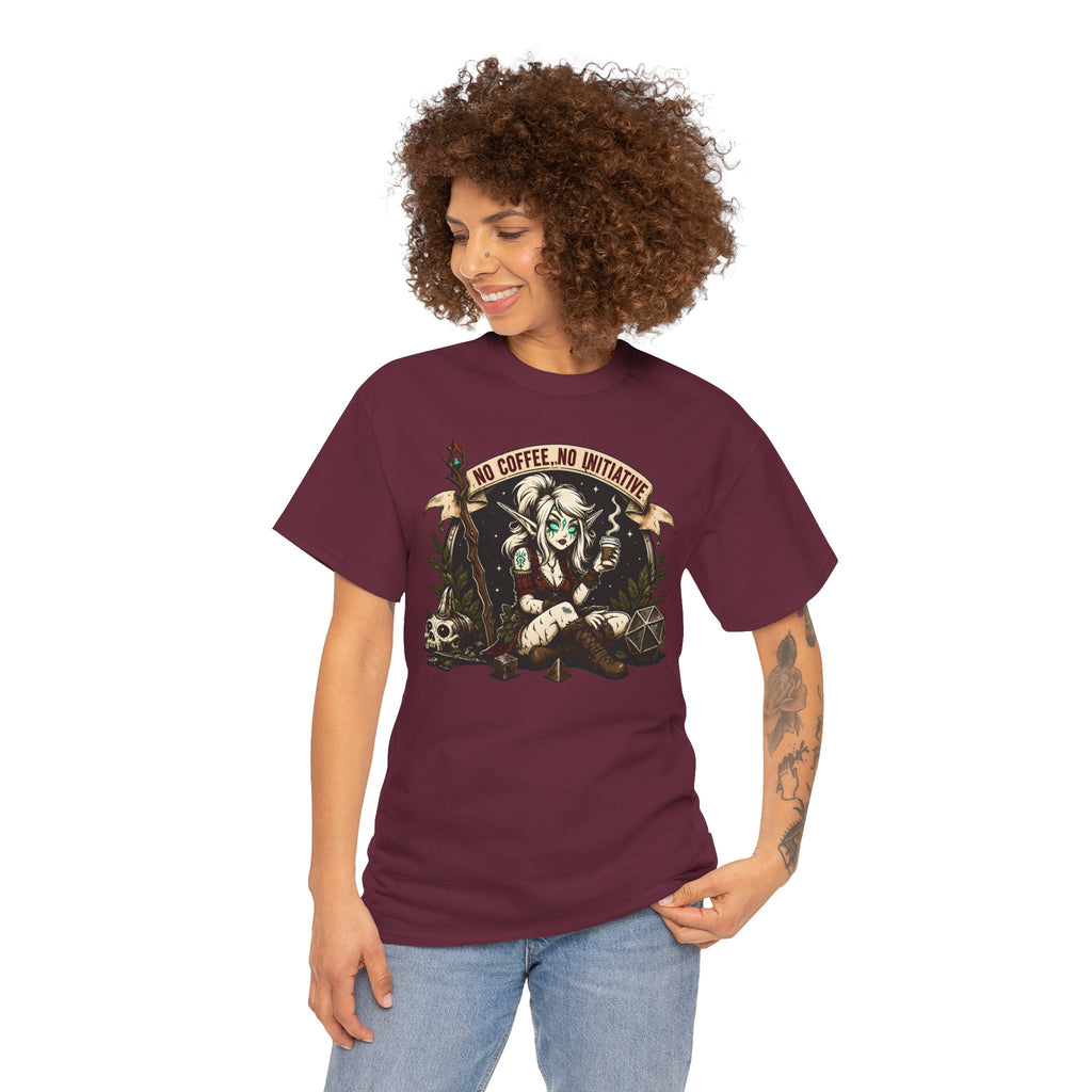 No Coffee, No Initiative | Fantasy RPG T-shirt