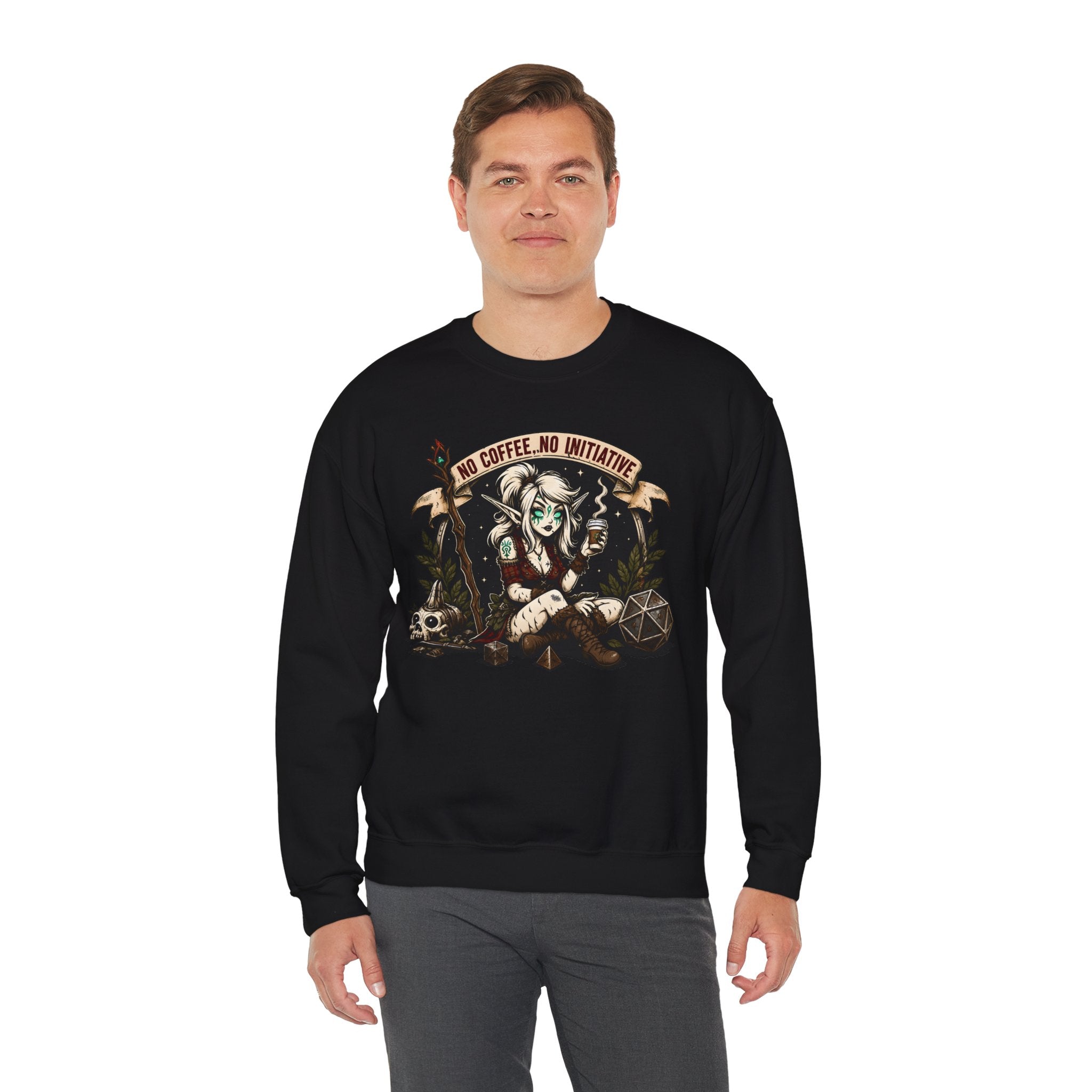 No Coffee, No Initiative | Fantasy RPG Sweatshirt