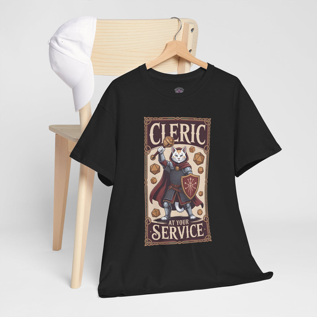 Cleric Cat at Your Service D&D T-shirt | Cat Lover RPG Gift