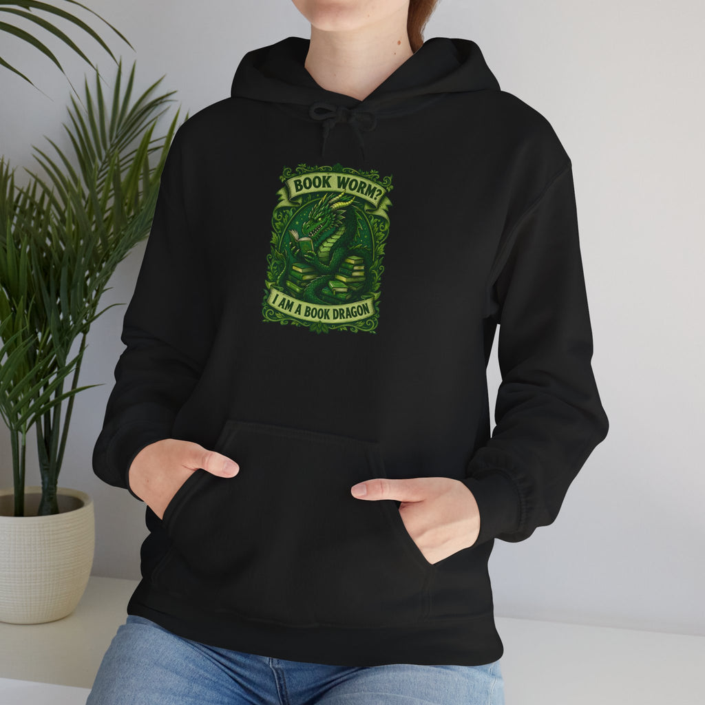 Book Worm? I Am a Book Dragon, Fantasy Reader Hoodie