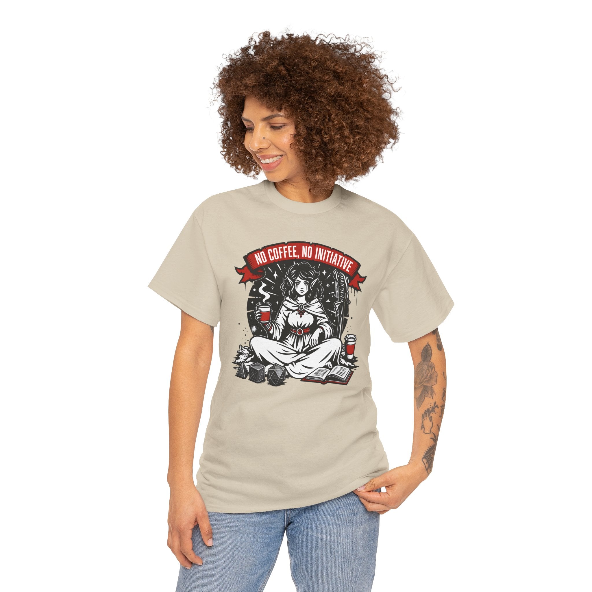 No Coffee, No Initiative | Fantasy RPG T-shirt