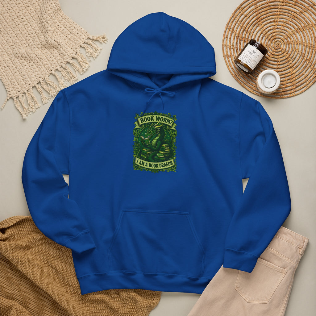 Book Worm? I Am a Book Dragon, Fantasy Reader Hoodie