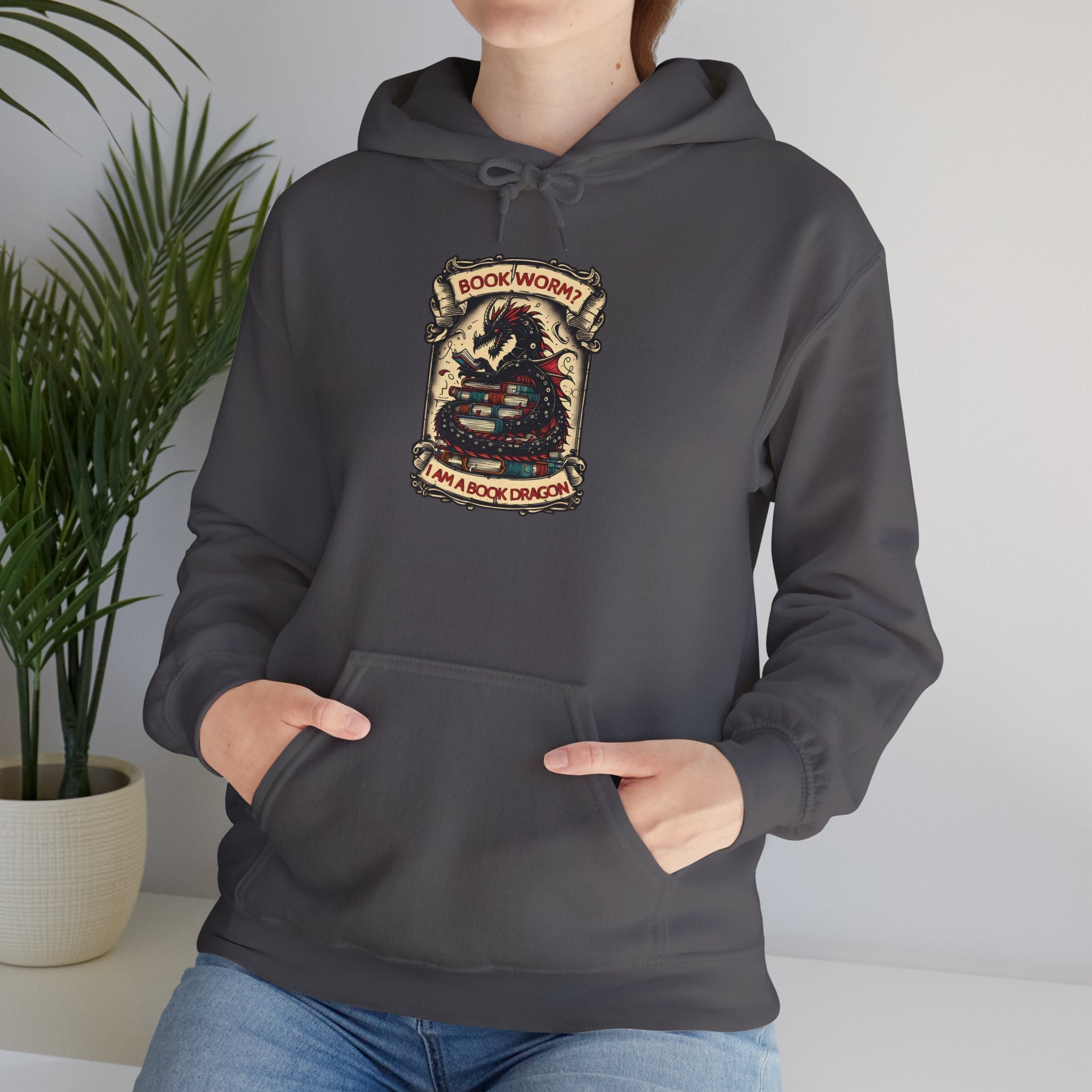 Book Worm? I Am a Book Dragon, Fantasy Reader Hoodie