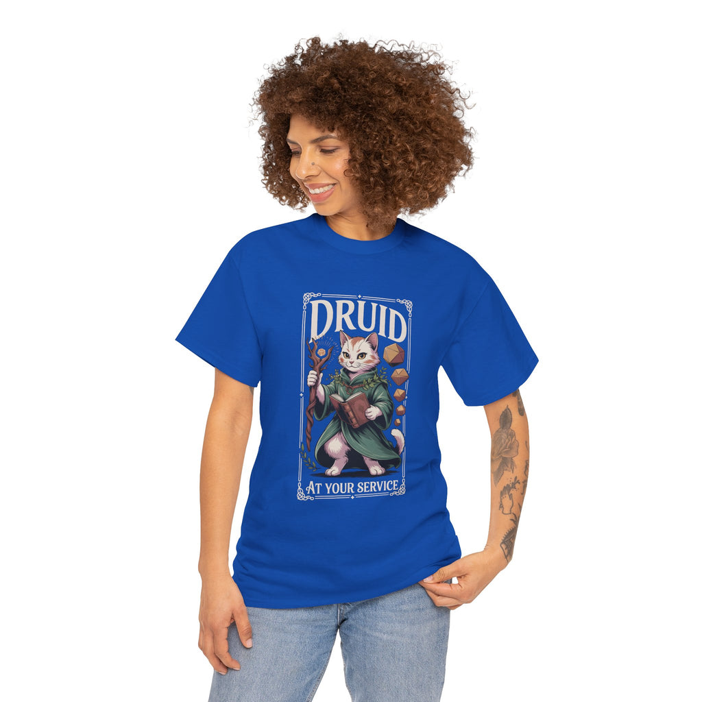 Druid Cat at Your Serivece D&D T-shirt | Cat Lover RPG Gift