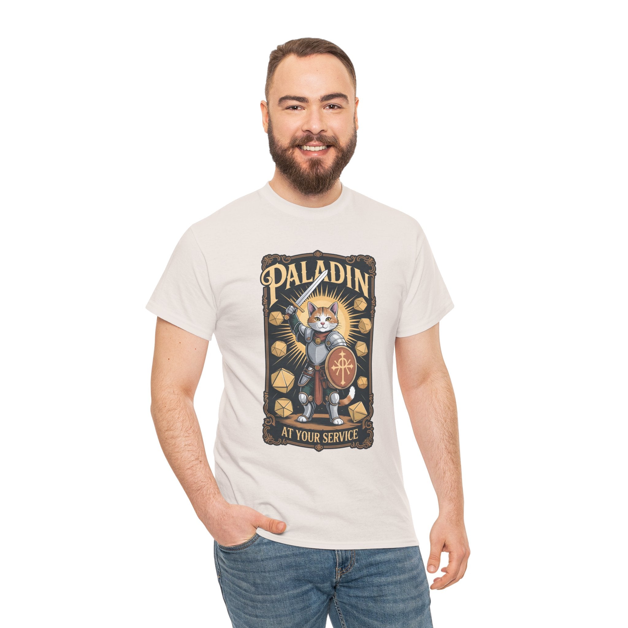 Paladin Cat at Your Service D&D T-shirt | Cat Lover RPG Gift