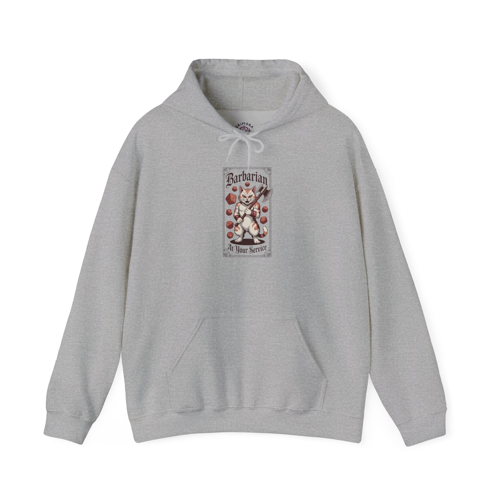 Barbarian Cat at Your Serivece D&D Hoodie | Cat Lover RPG Gift