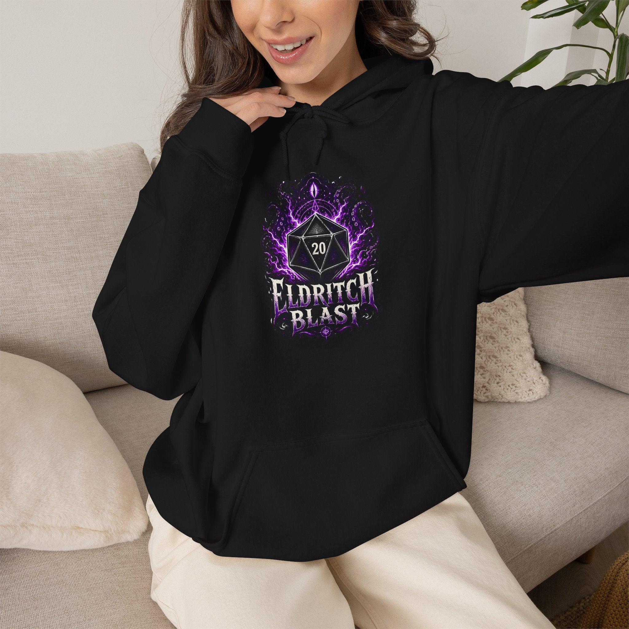 Eldritch Blast – The Patron Always Answers | Fantasy RPG D20 Hoodie