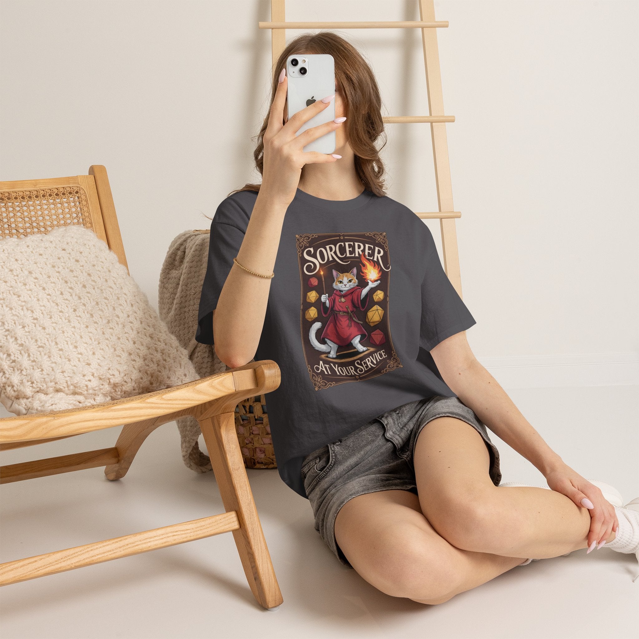 Sorcerer Cat at Your Service D&D T-shirt | Cat Lover RPG Gift