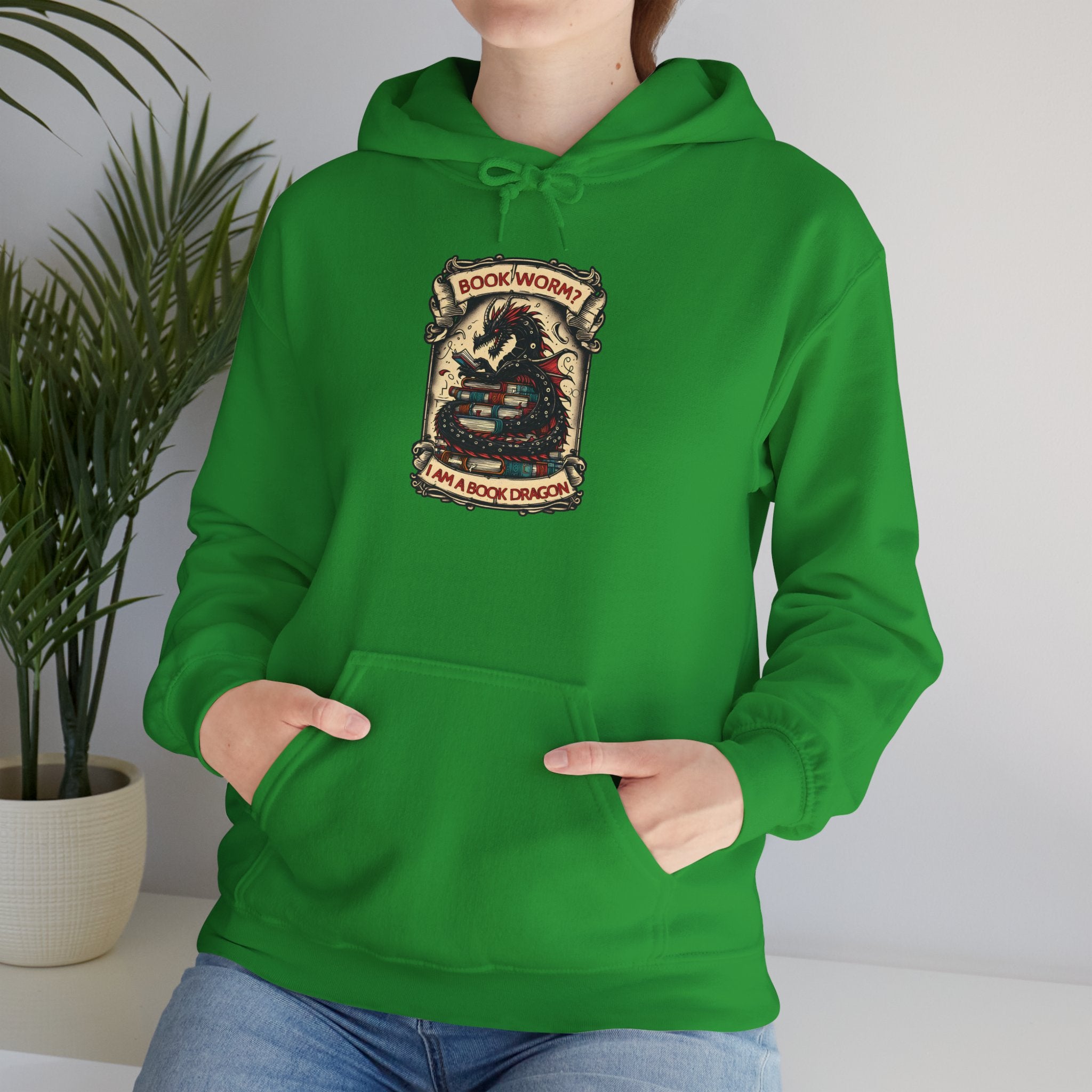 Book Worm? I Am a Book Dragon, Fantasy Reader Hoodie