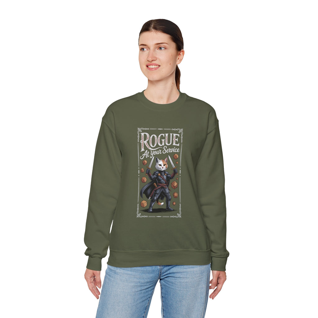 Rogue Cat at Your Serivece D&D Sweatshirt | Cat Lover RPG Gift