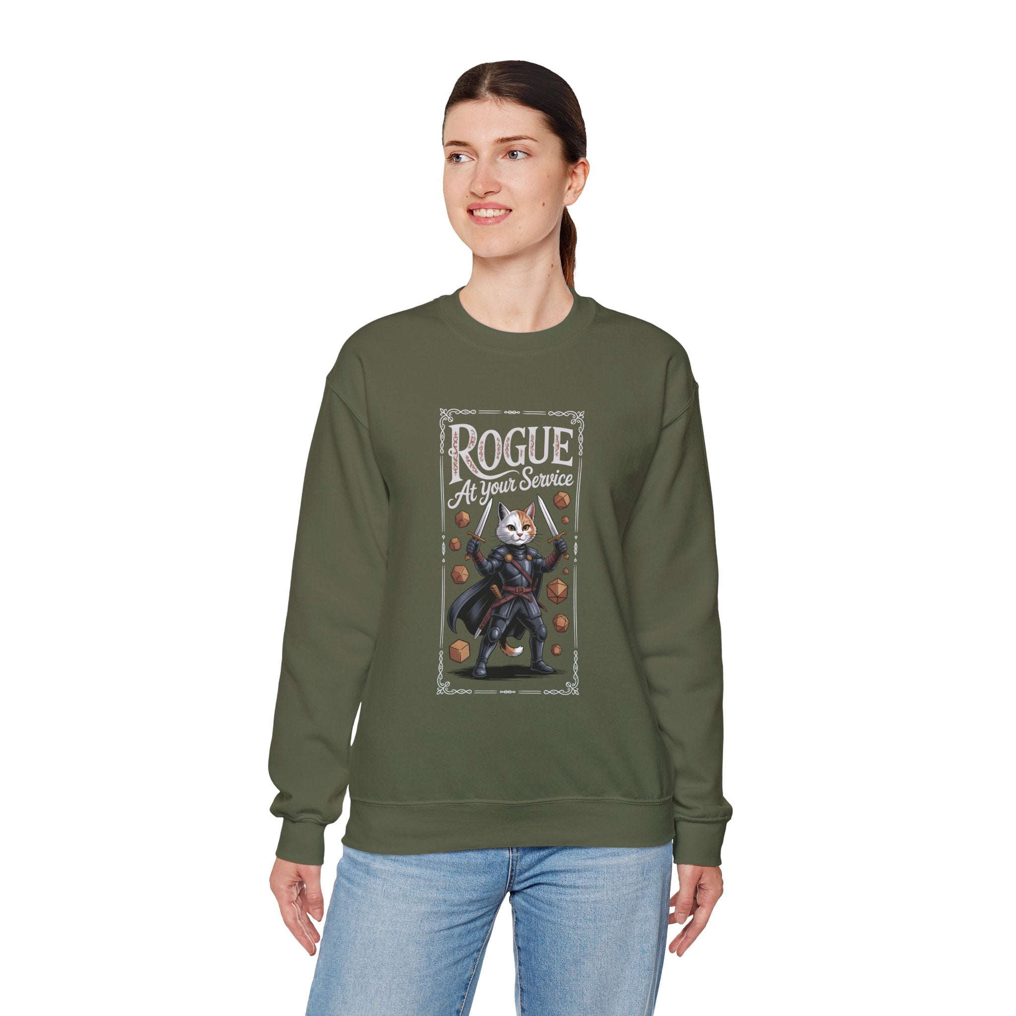 Rogue Cat at Your Serivece D&D Sweatshirt | Cat Lover RPG Gift