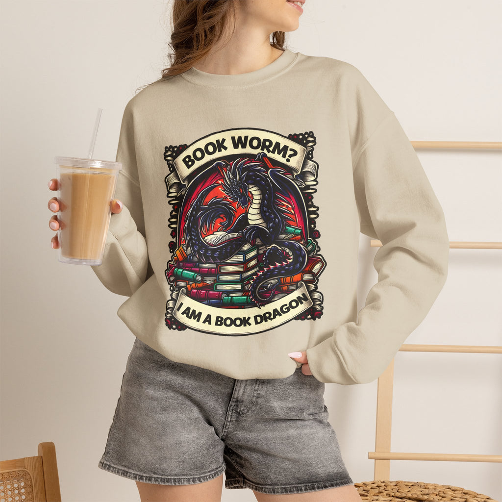 Book Worm? I Am a Book Dragon, Fantasy Reader Sweatshirt