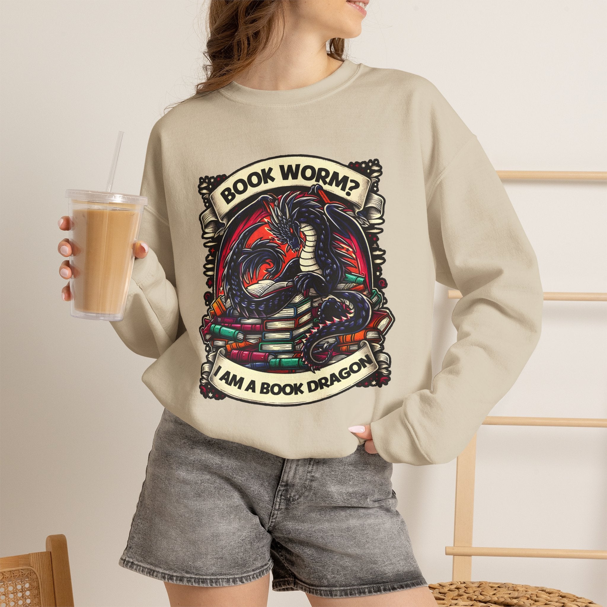 Book Worm? I Am a Book Dragon, Fantasy Reader Sweatshirt
