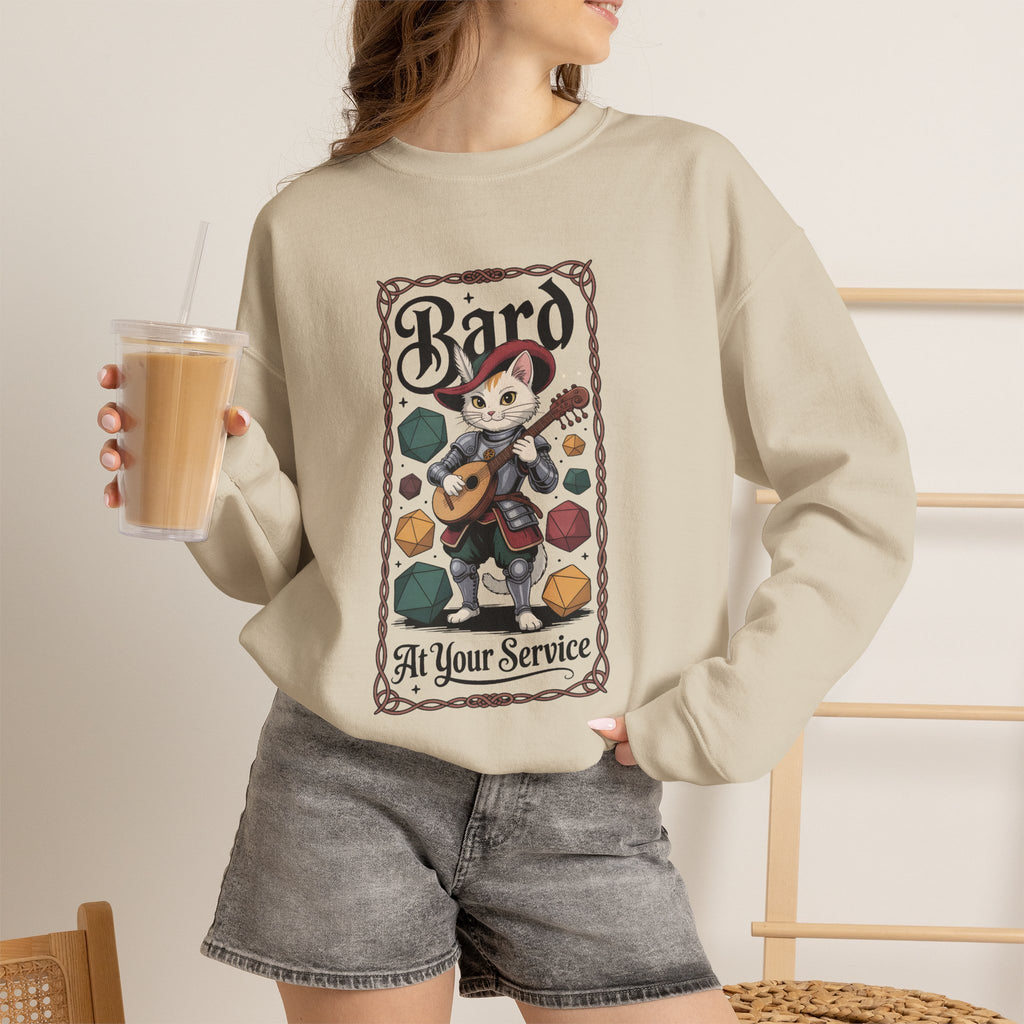 Bard Cat at Your Serivece D&D Sweatshirt | Cat Lover RPG Gift